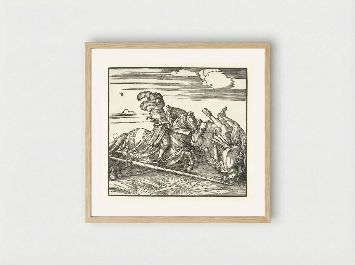 Two Horsemen in Combat - Albrecht Dürer - Framed Print Wood