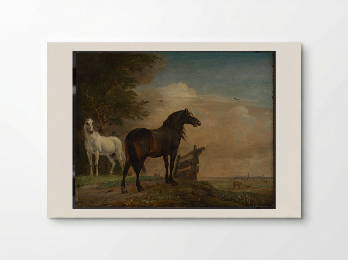 Two Horses in a Meadow near a Gate - Paulus Potter - Poster