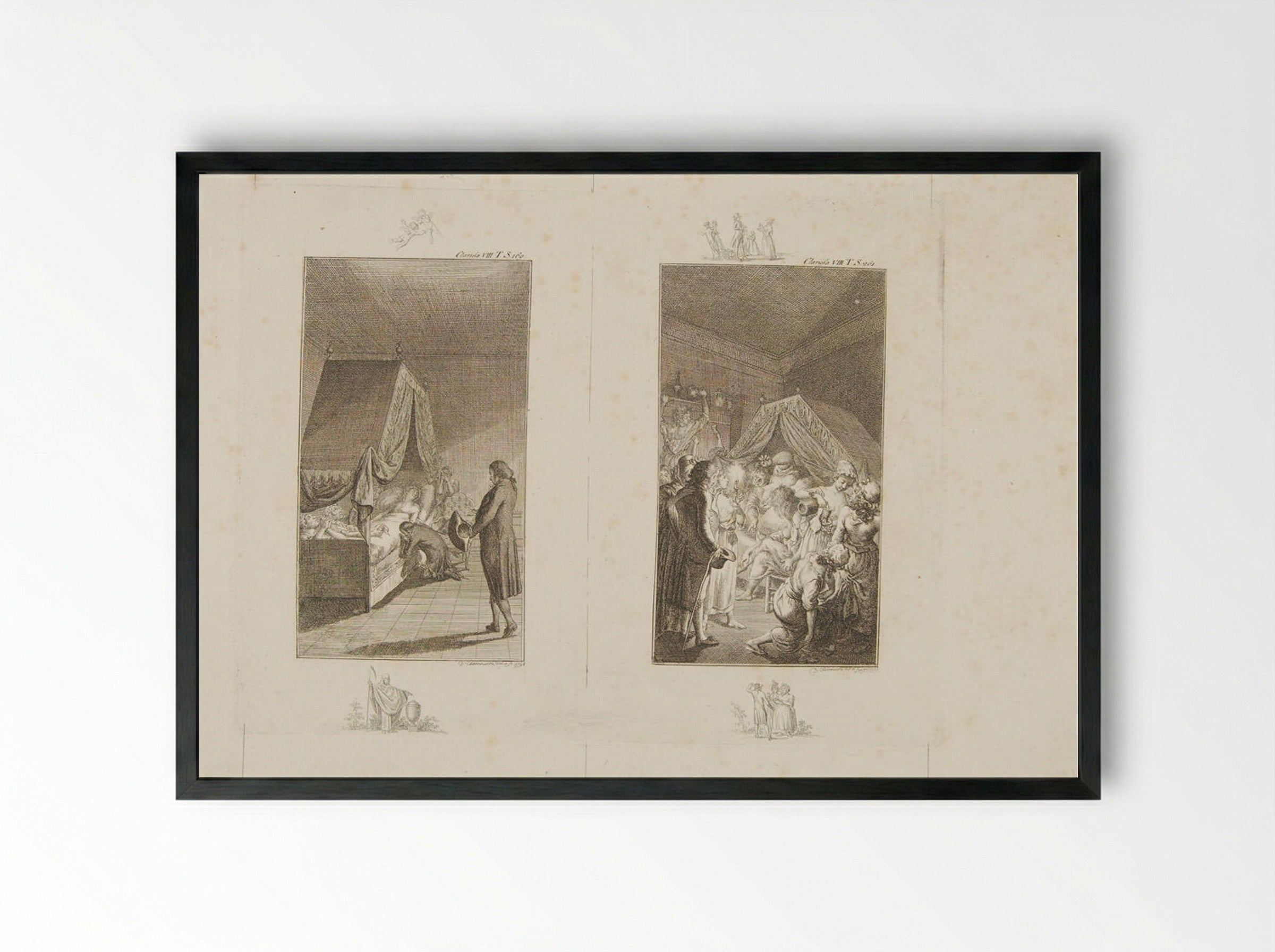Two Illustrations for Samuel Richardson's 'Clarissa' - Daniel Nikolaus Chodowiecki - Framed Print Black