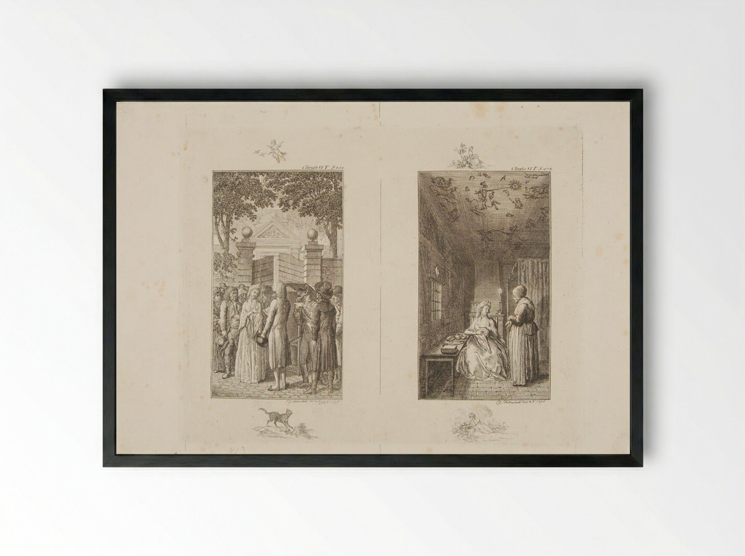 Two Illustrations for Samuel Richardson's 'Clarissa' - Daniel Nikolaus Chodowiecki - Framed Print Black