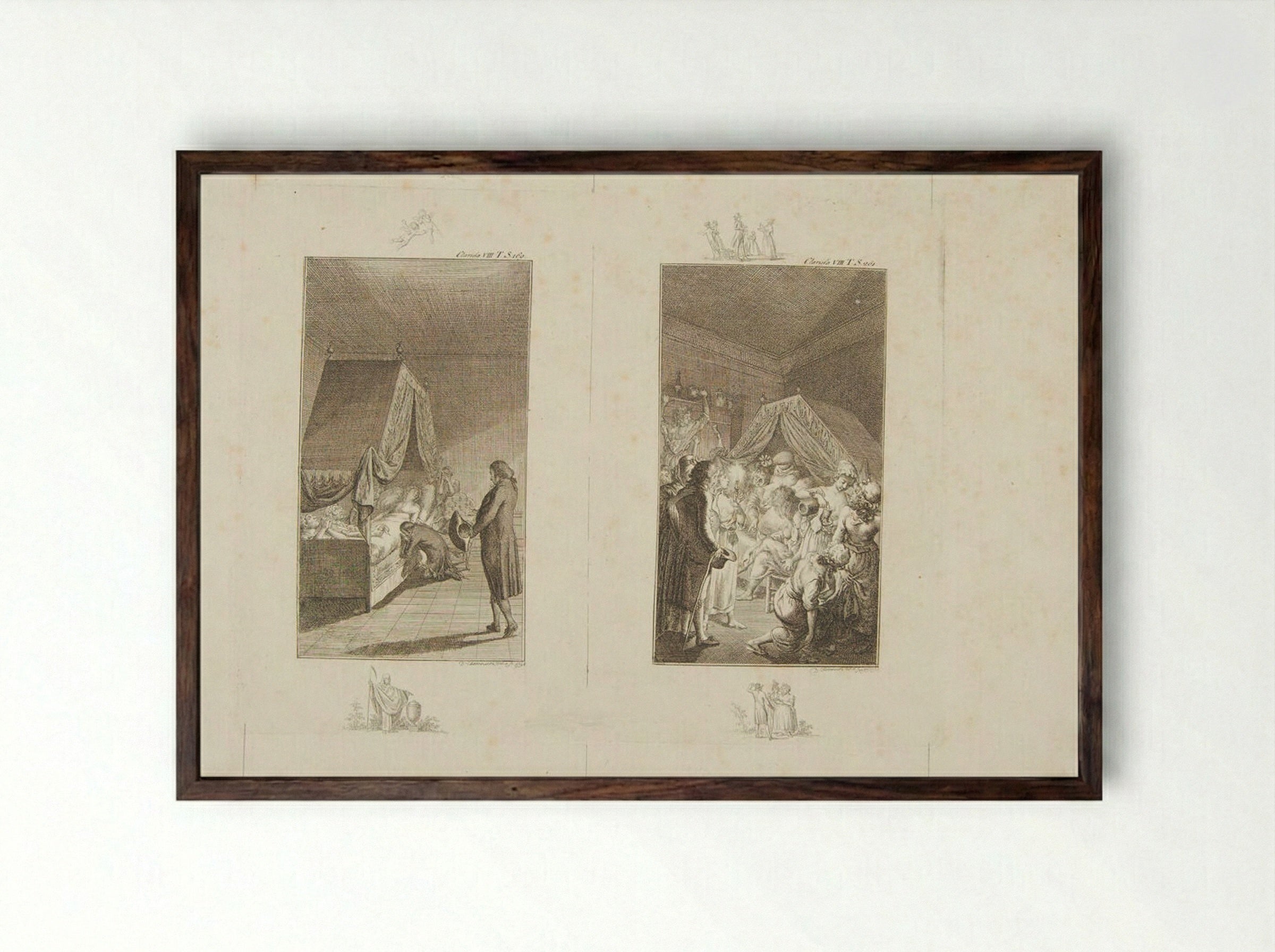 Two Illustrations for Samuel Richardson's 'Clarissa' - Daniel Nikolaus Chodowiecki - Framed Print Dark Wood