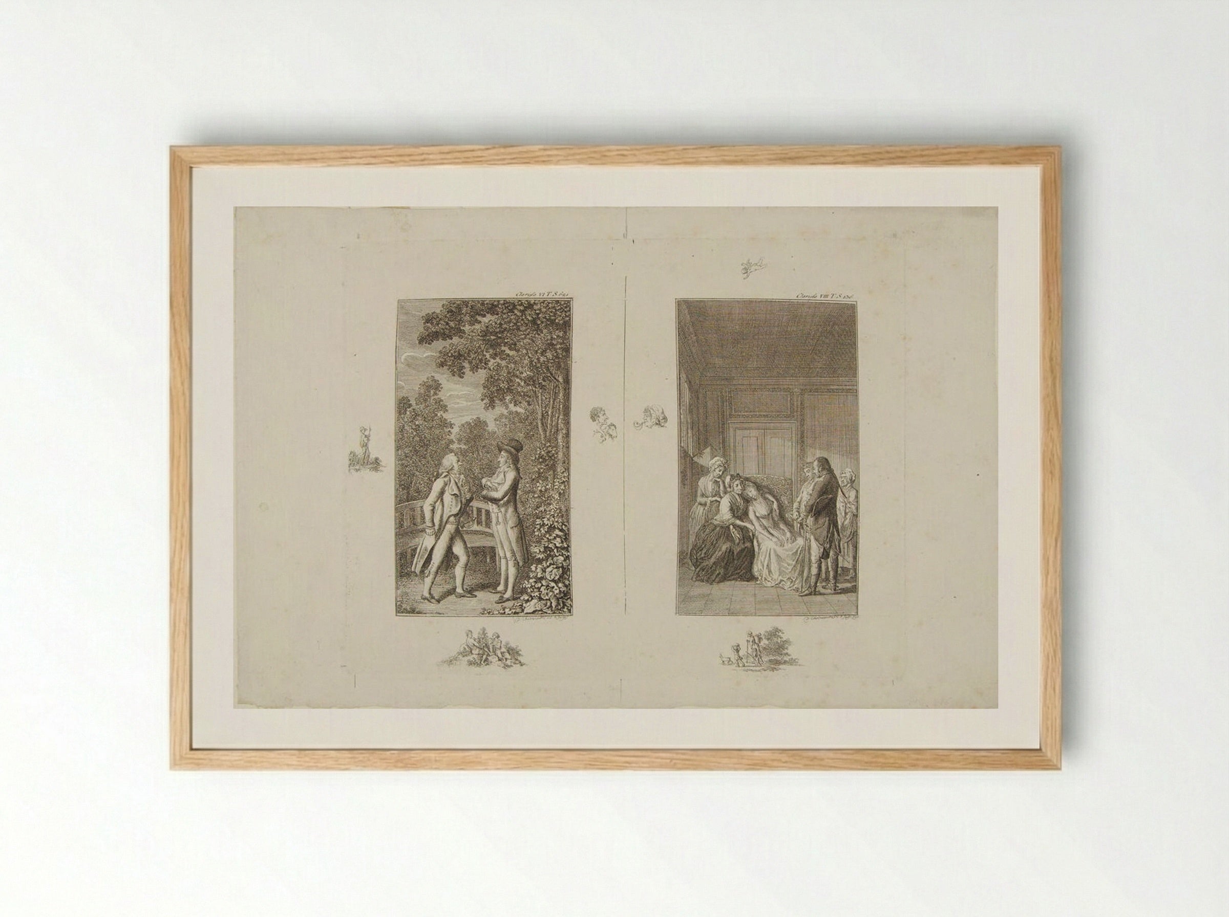 Two Illustrations for Samuel Richardson's 'Clarissa' - Daniel Nikolaus Chodowiecki - Framed Print Wood