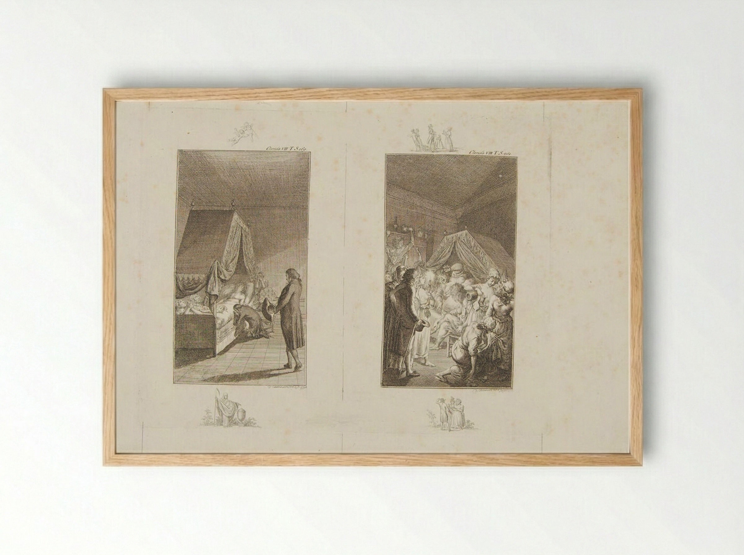 Two Illustrations for Samuel Richardson's 'Clarissa' - Daniel Nikolaus Chodowiecki - Framed Print Wood