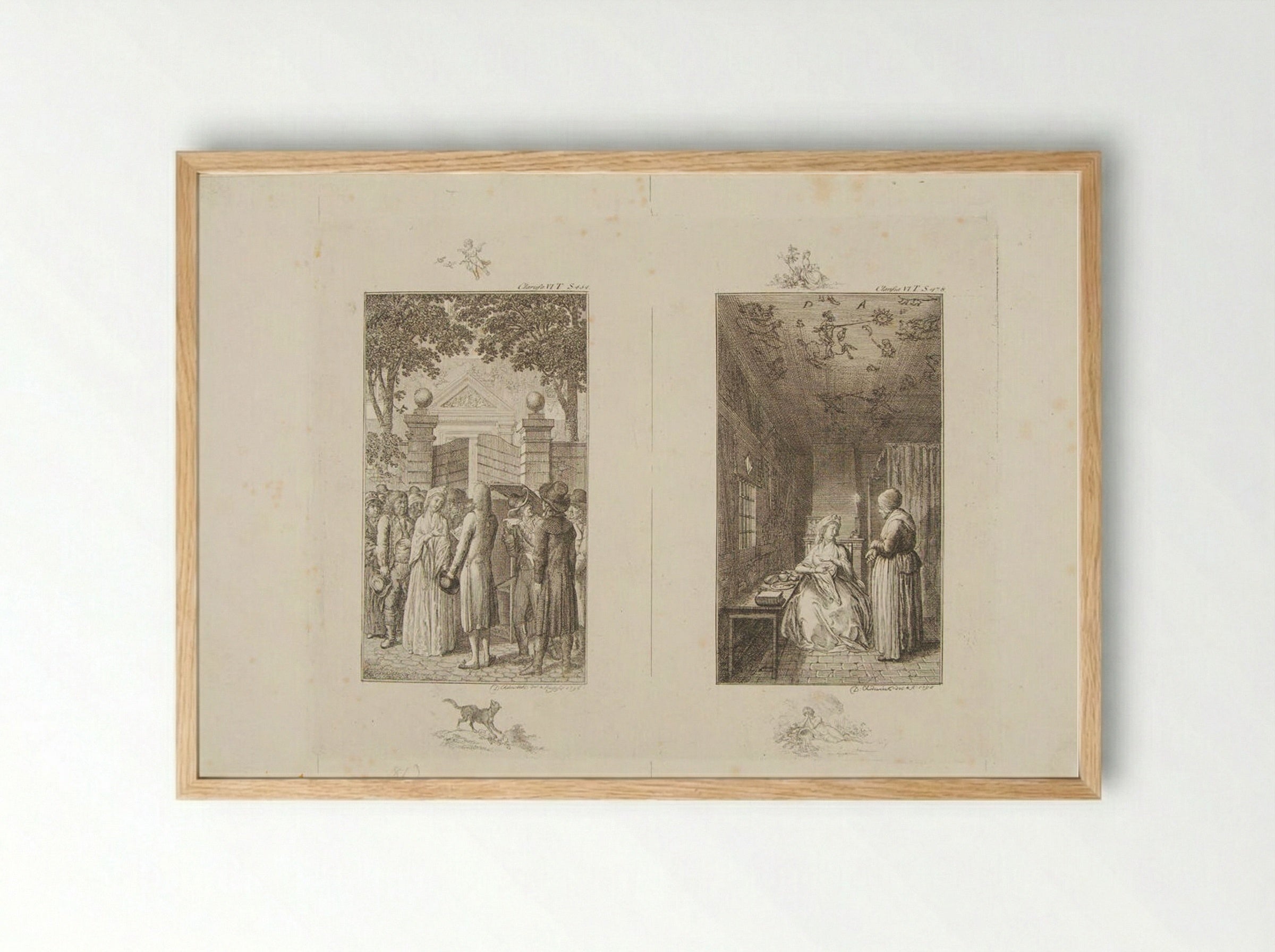 Two Illustrations for Samuel Richardson's 'Clarissa' - Daniel Nikolaus Chodowiecki - Framed Print Wood