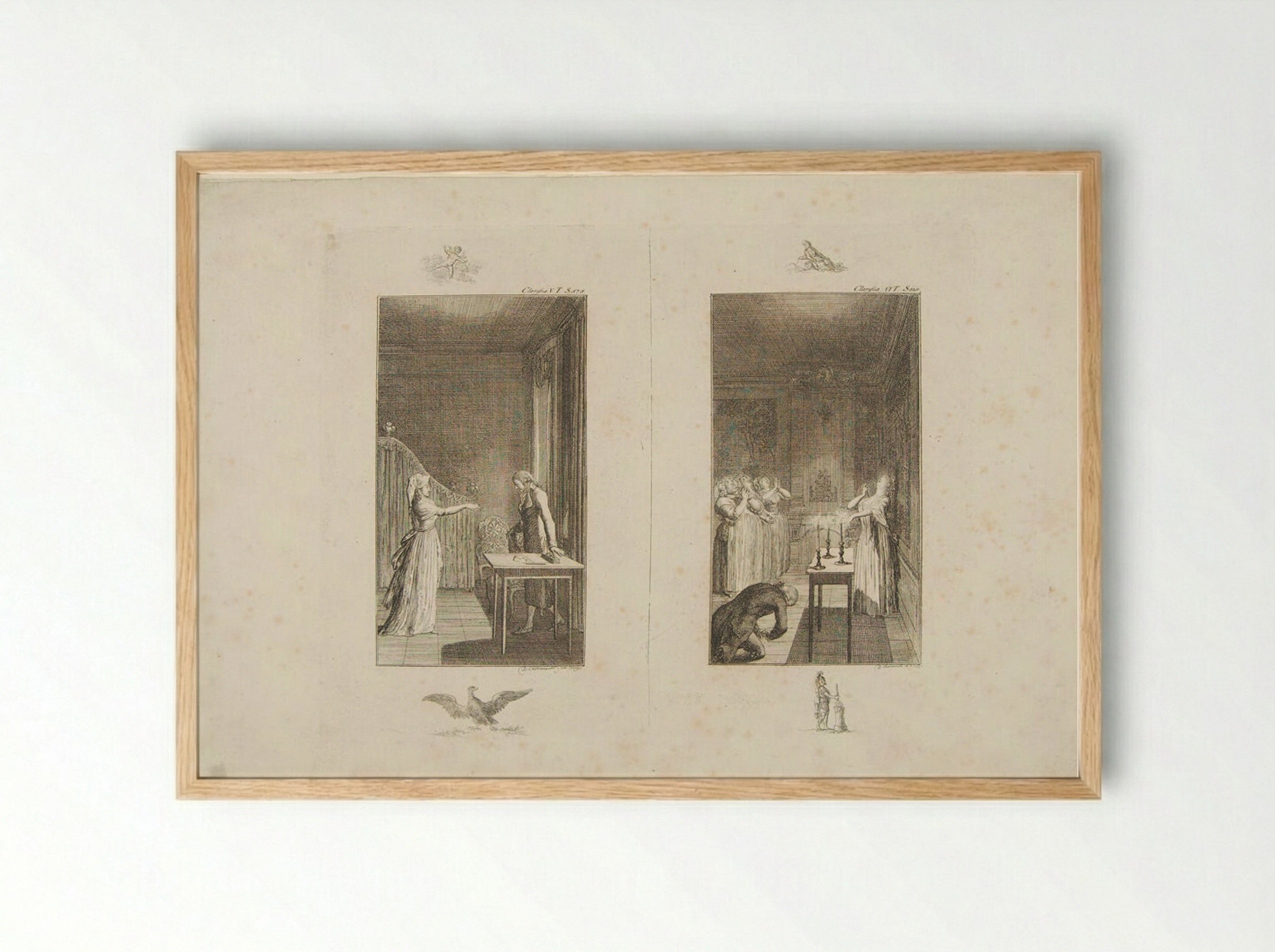 Two Illustrations for Samuel Richardson's 'Clarissa' - Daniel Nikolaus Chodowiecki - Framed Print Wood