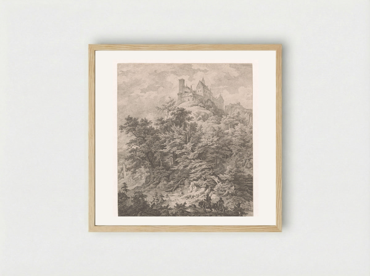 Two Knights Near Wartburg Castle - Friedrich Preller the Elder - Framed Print Wood