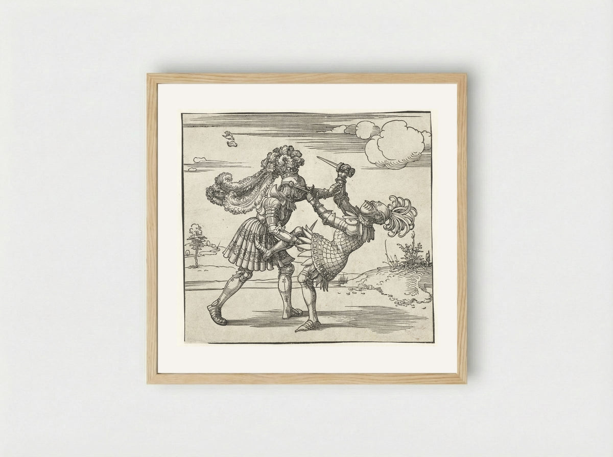 Two Knights in Combat - Albrecht Dürer - Framed Print Wood