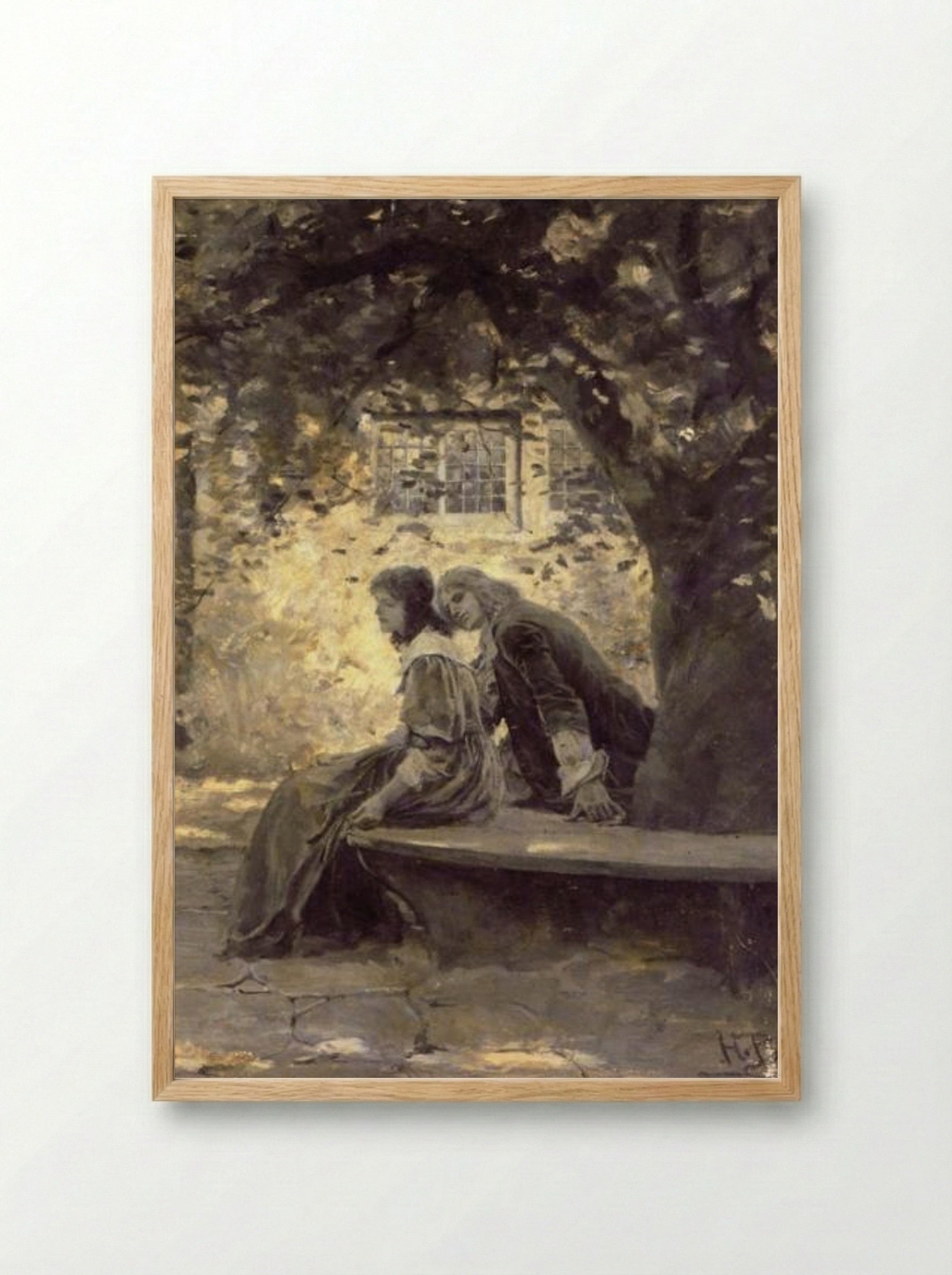 Two Lovers in a Garden - Howard Pyle - Framed Print Wood