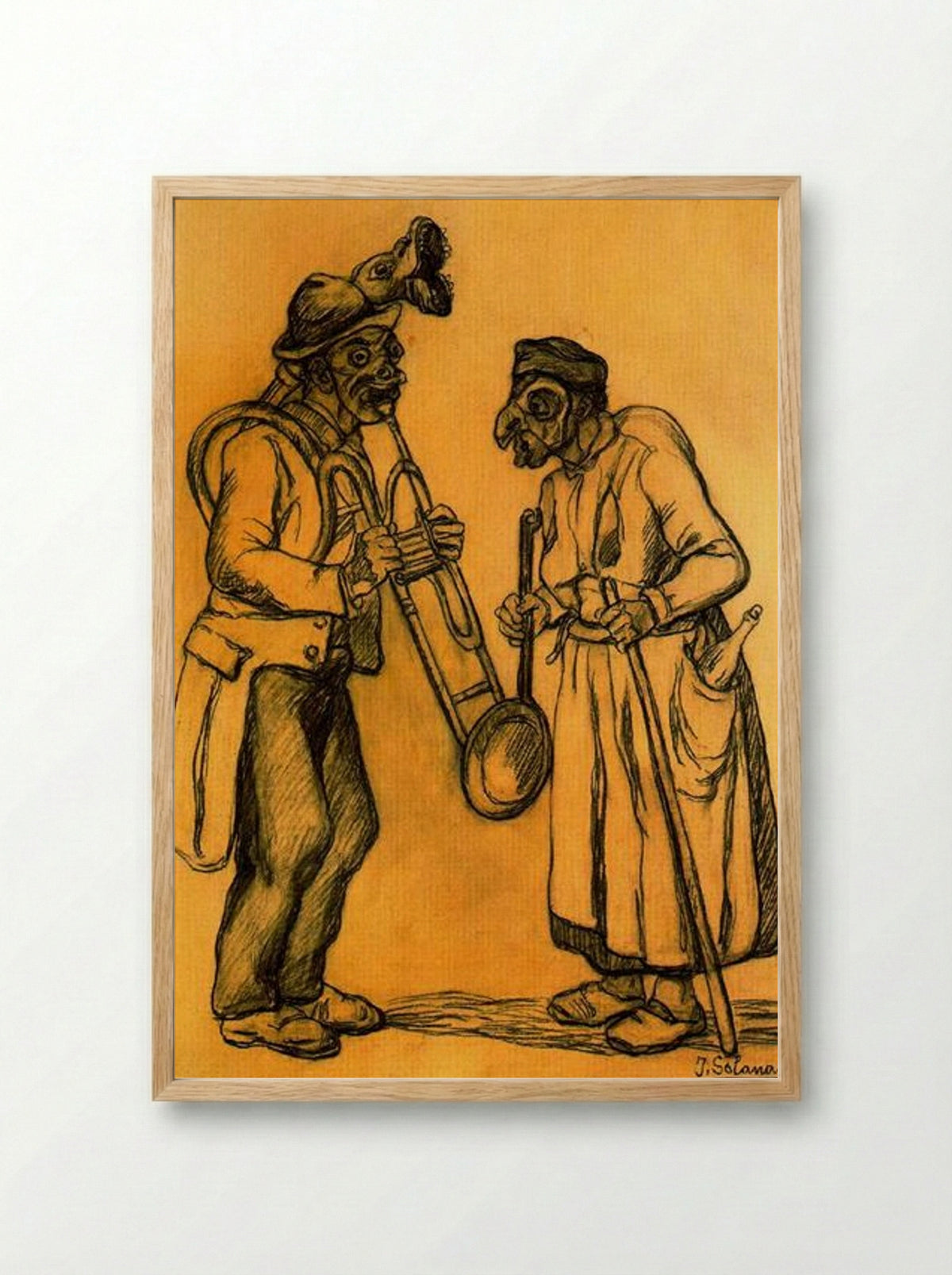 Two Masks - José Gutiérrez Solana - Framed Print Wood