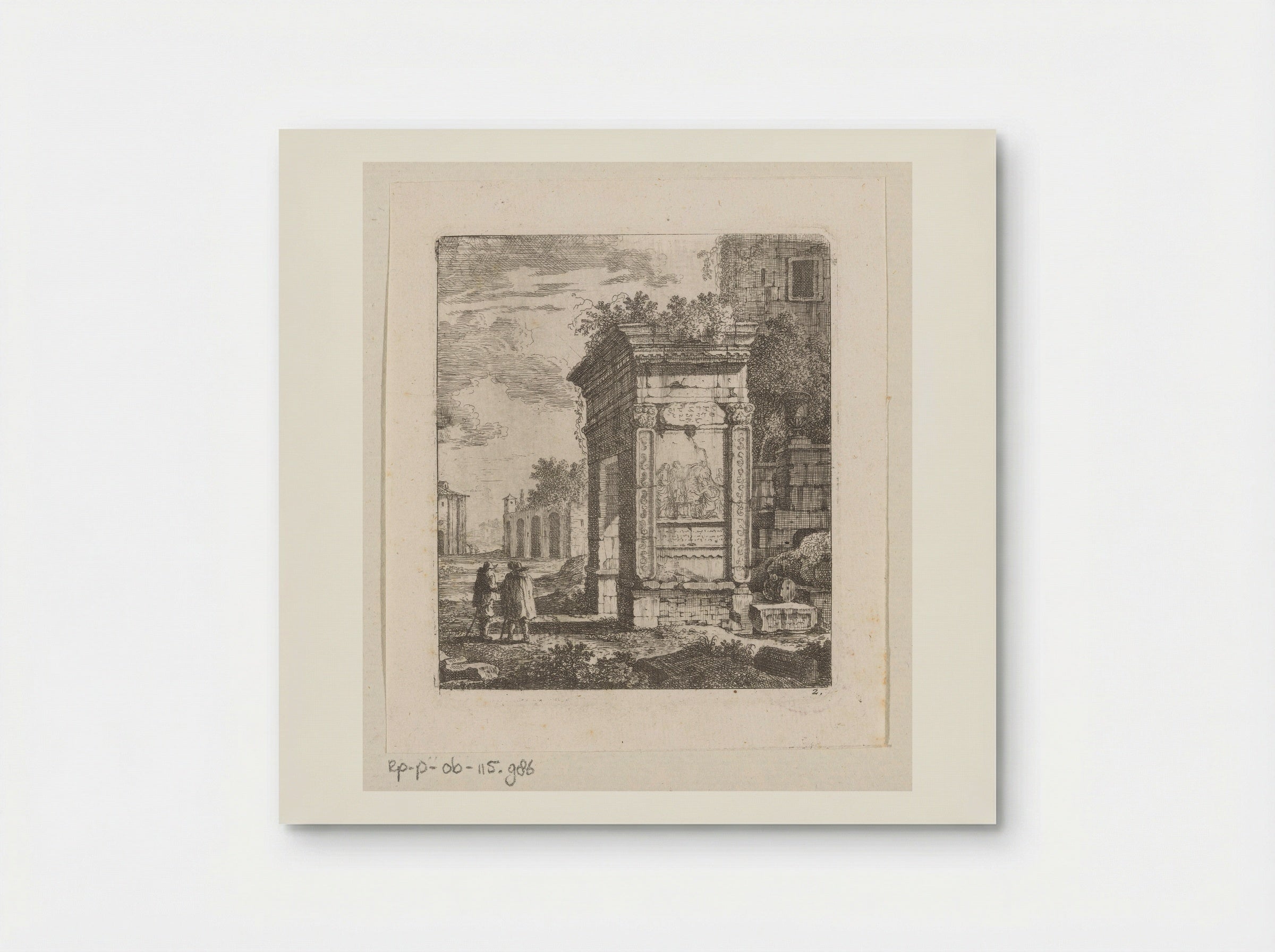 Two Men Beside the Ruins of a Gate in Rome - Johann Franz Ermels - Poster