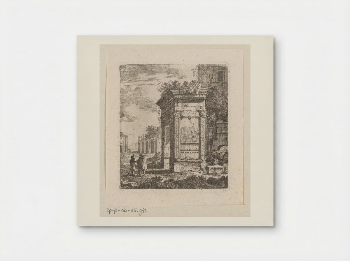 Two Men Beside the Ruins of a Gate in Rome - Johann Franz Ermels - Poster