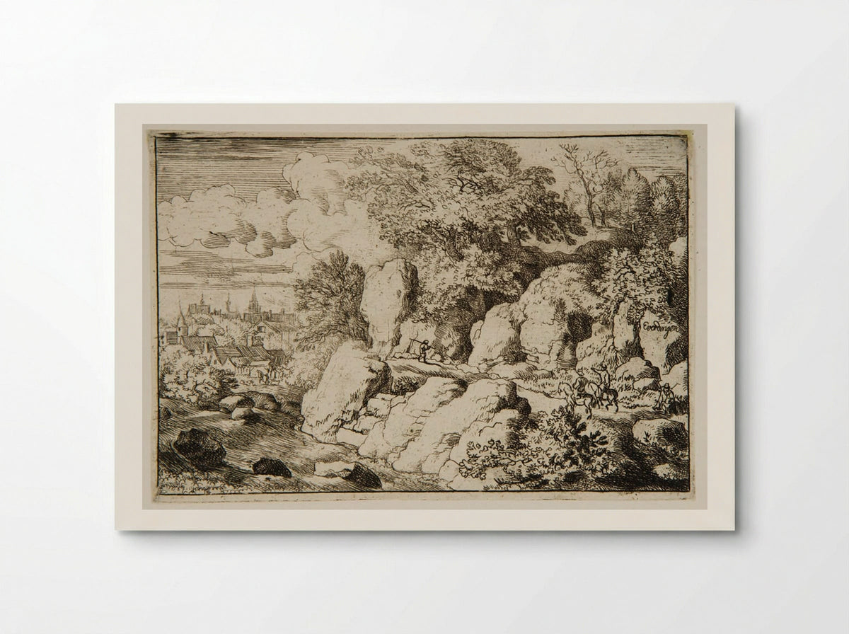 Two Men Riding Along Rocks - Allart van Everdingen - Poster