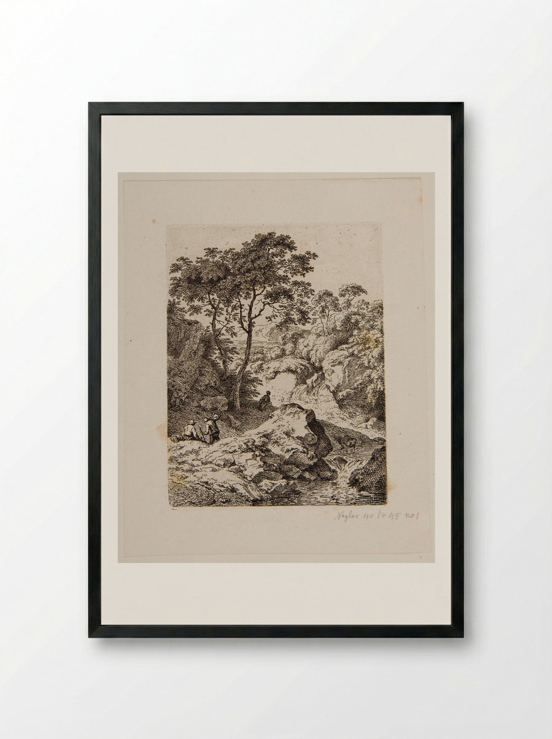 Two Men in Conversation - Ferdinand Kobell - Framed Print Black