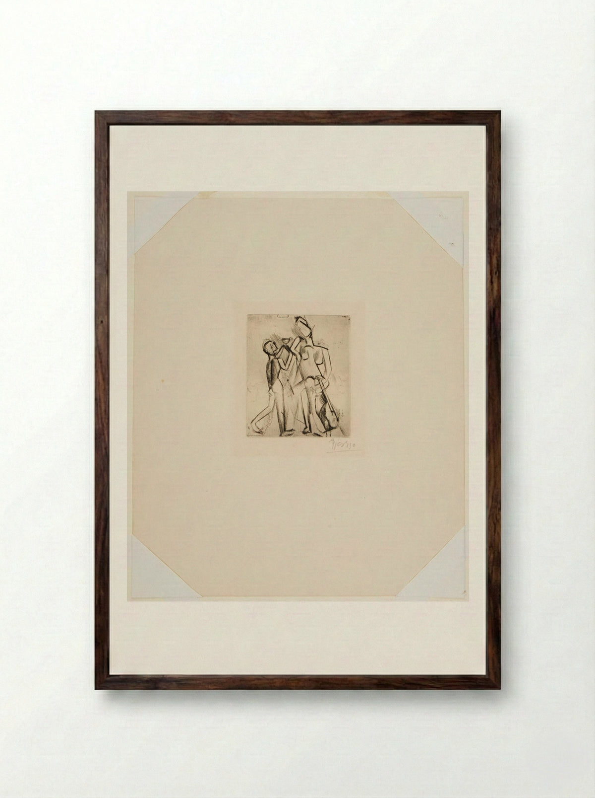 Two Nude Figures - Pablo Picasso - Framed Print Dark Wood