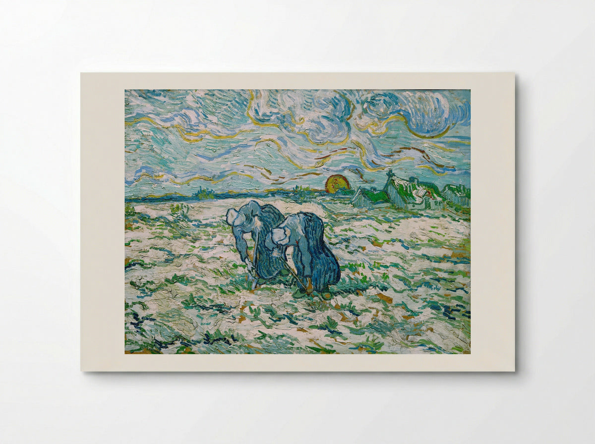 Two Peasant Women Digging in Field with Snow - Vincent van Gogh - Poster