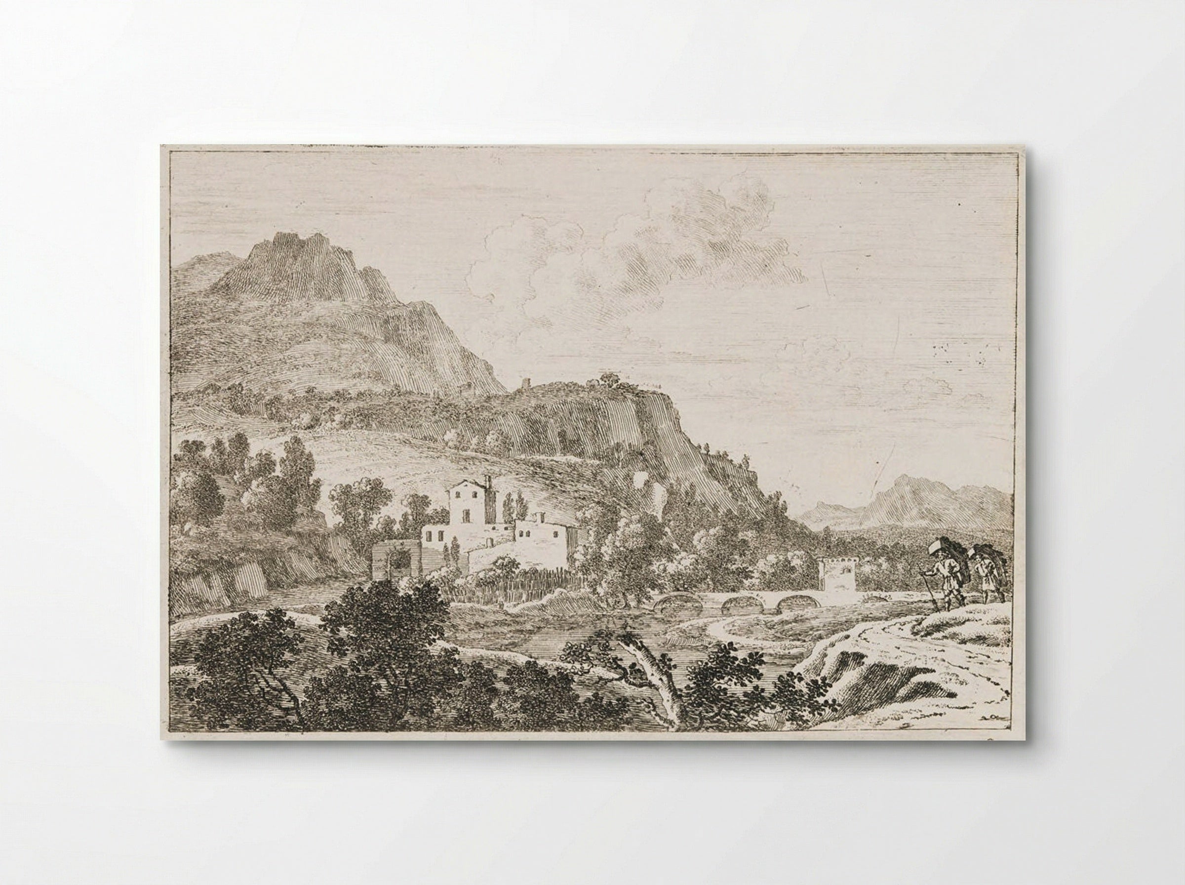 Two Pedlars on a Path to Right of a River - Herman van Swanevelt - Poster