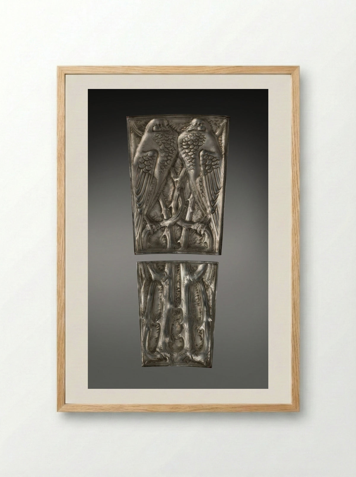 Two Pigeons Panels - René Lalique - Framed Print Wood