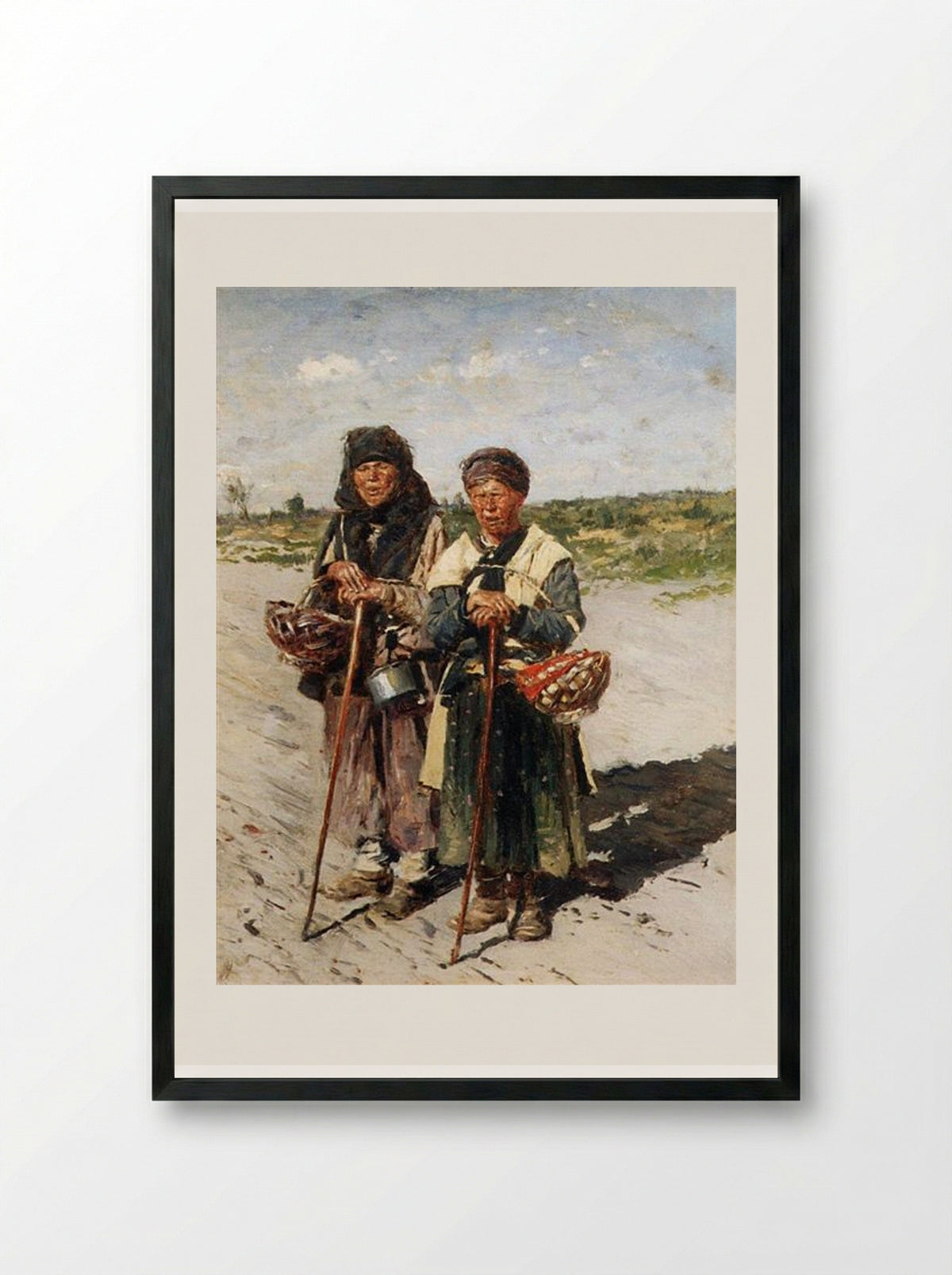 Two Pilgrims - Vladimir Makovsky - Framed Print Black