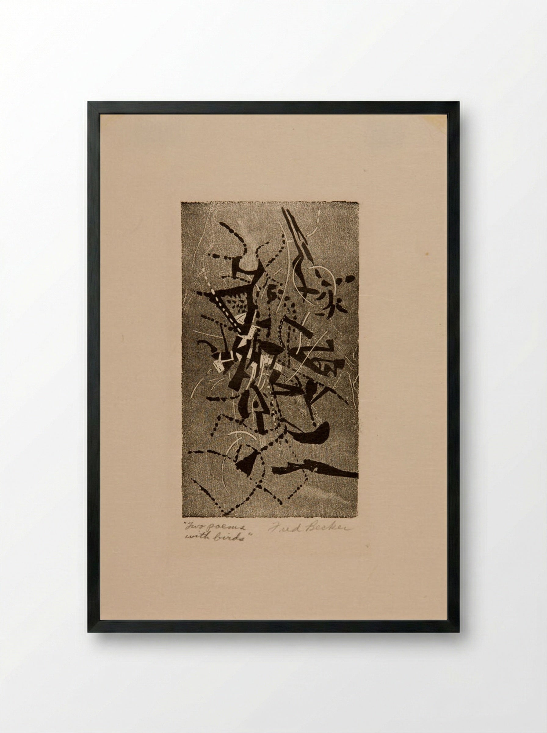 Two Poems with Birds - Fred Becker - Framed Print Black
