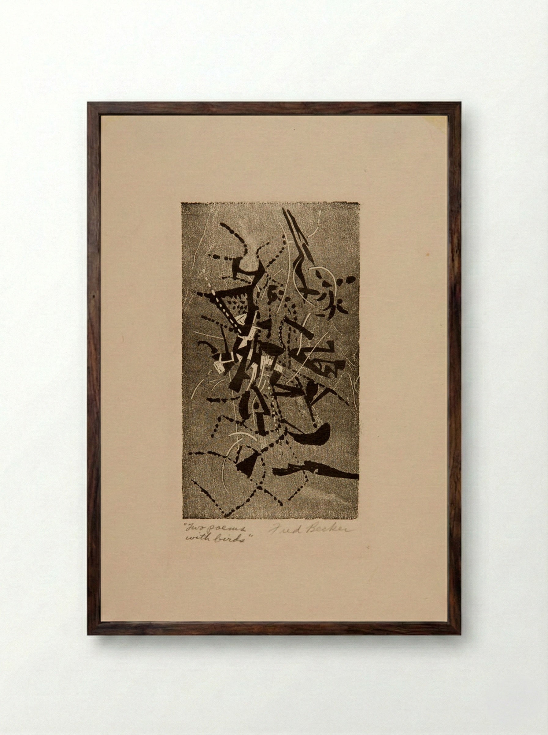 Two Poems with Birds - Fred Becker - Framed Print Dark Wood
