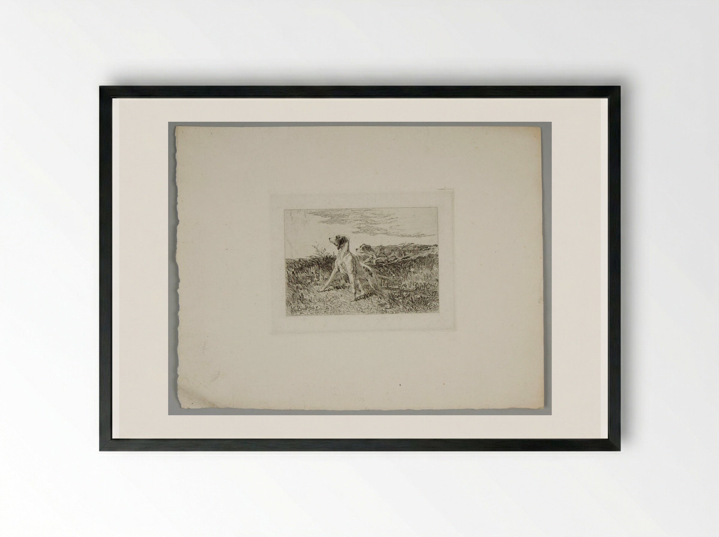 Two Pointers - Karl Bodmer - Framed Print Black