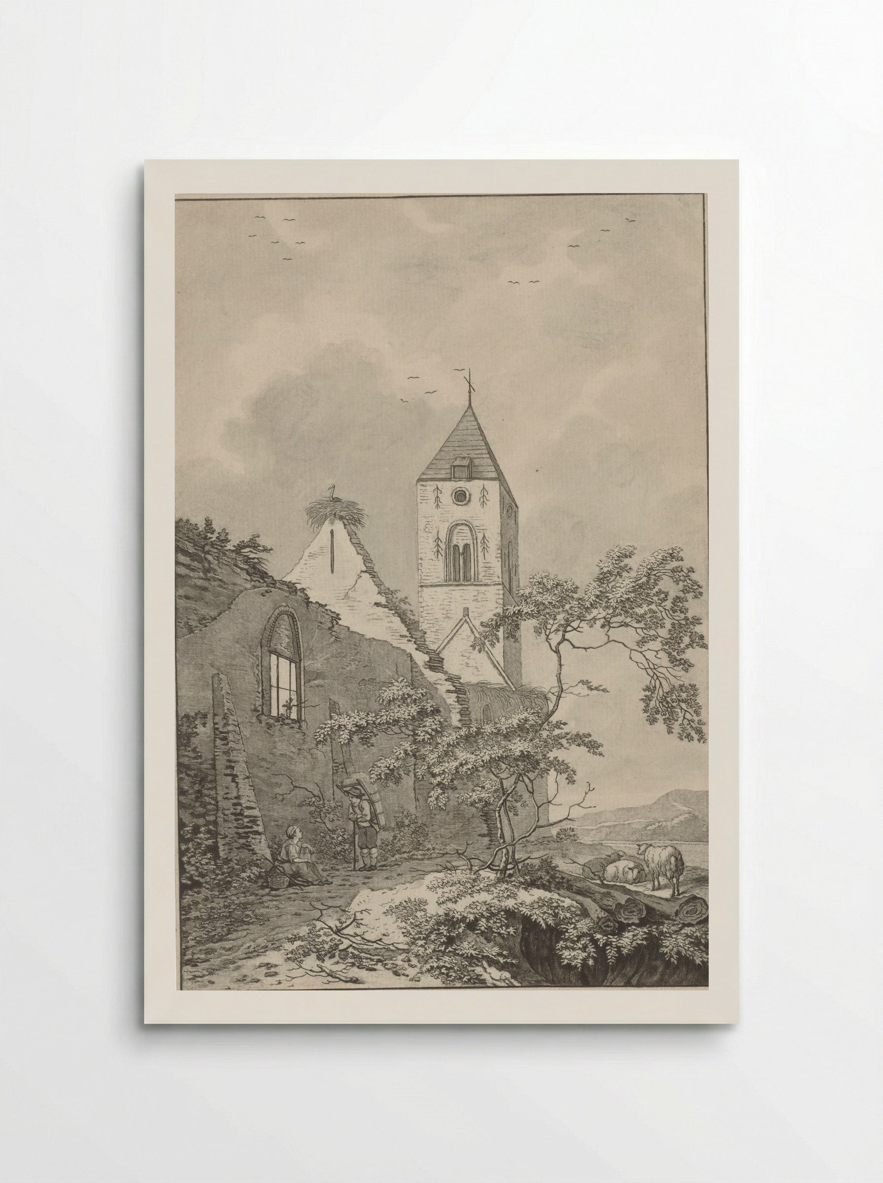 Two Resting Figures by a Church Ruin - Noach van der Meer (II) - Poster