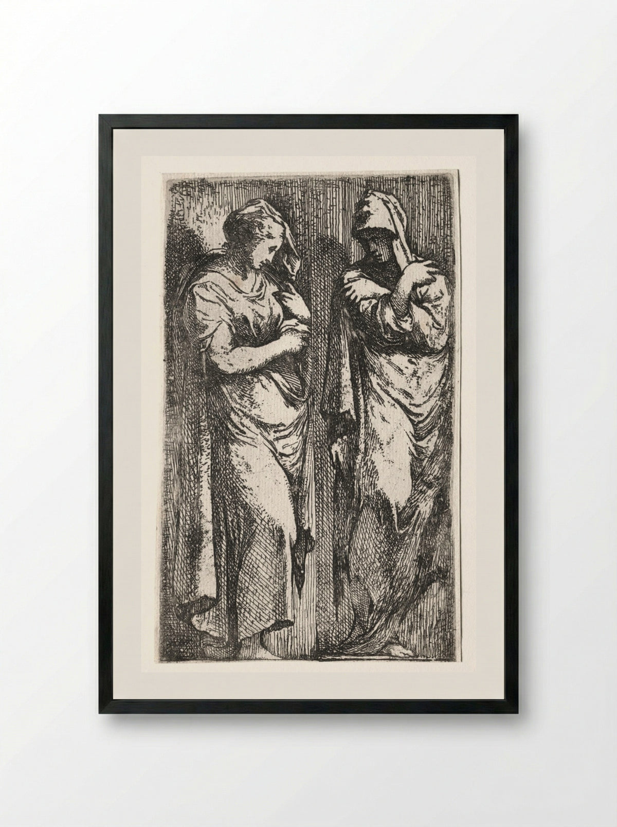 Two Roman Women - Francesco Primaticcio - Framed Print Black