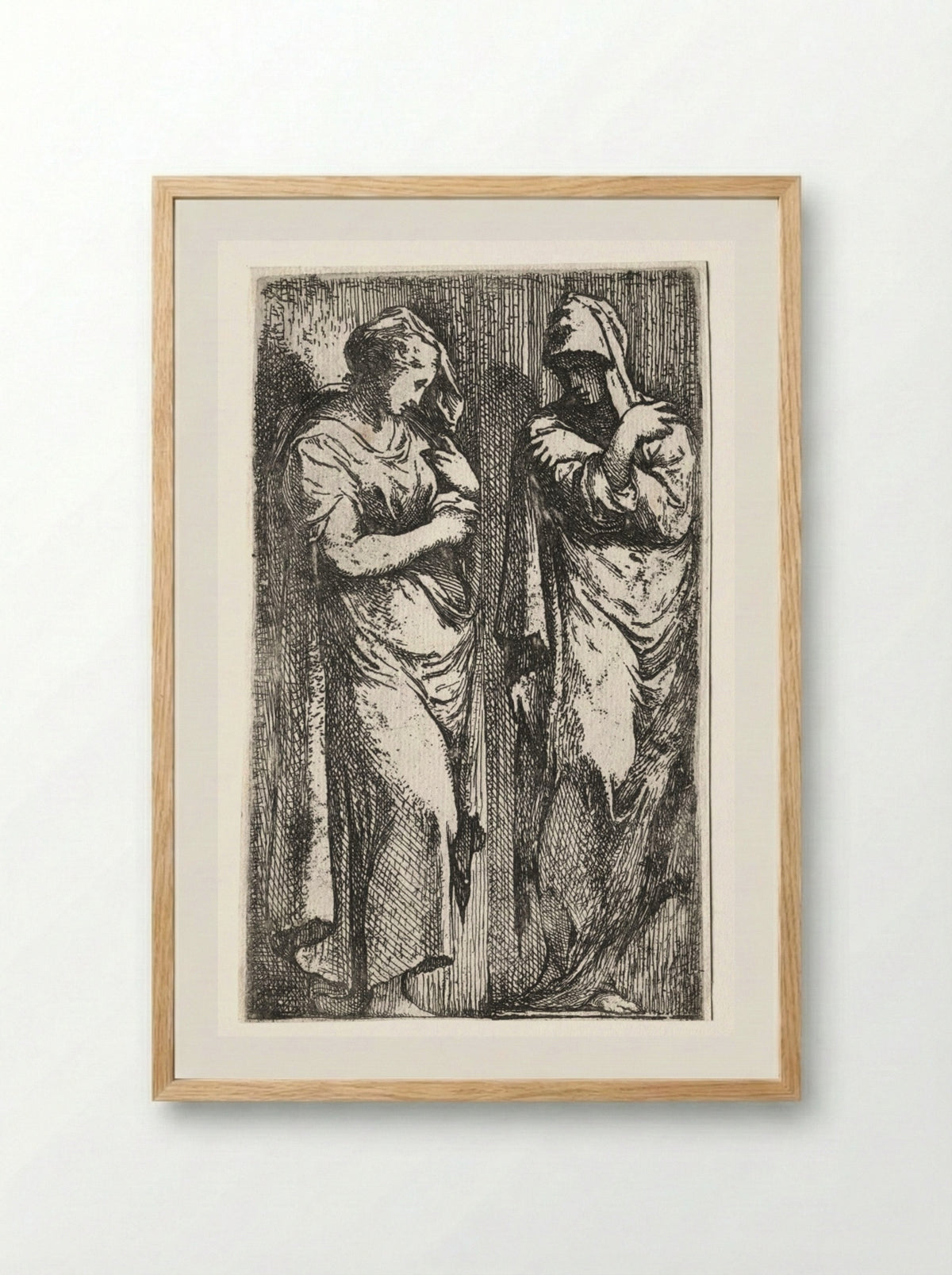 Two Roman Women - Francesco Primaticcio - Framed Print Wood