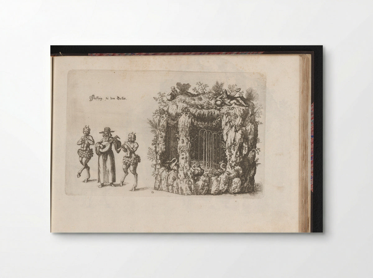 Two Satyrs and a Lute Player by a Grotto Fountain - Esaias van Hulsen - Poster
