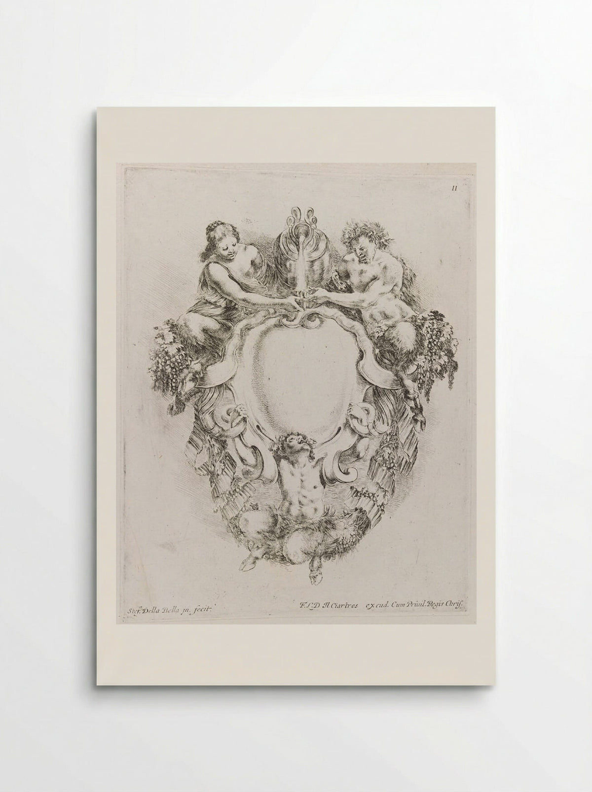 Two Satyrs and a Satyress, Pouring Wine - Stefano Della Bella - Poster