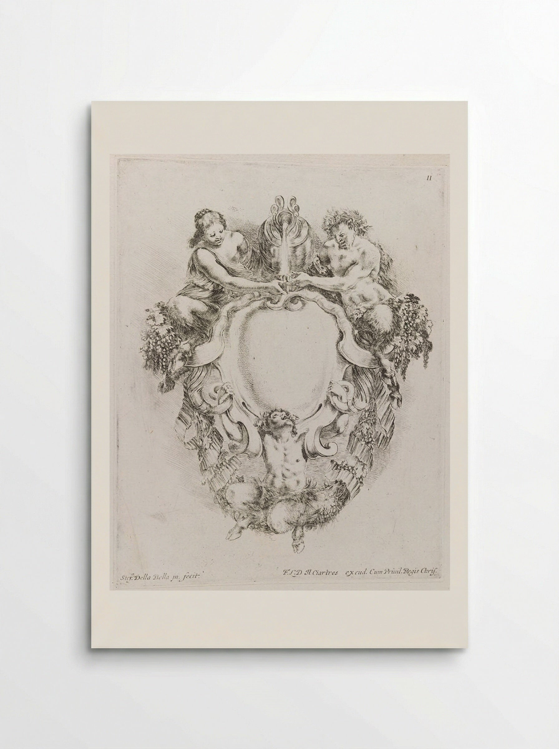 Two Satyrs and a Satyress, Pouring Wine - Stefano Della Bella - Poster