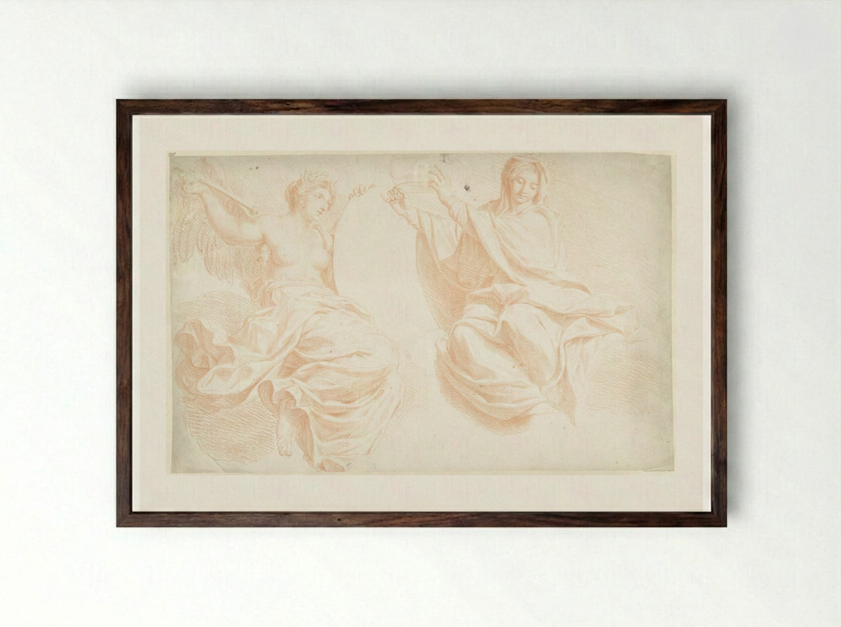 Two Seated Allegorical Figures - Louis Fabritius Dubourg - Framed Print Dark Wood
