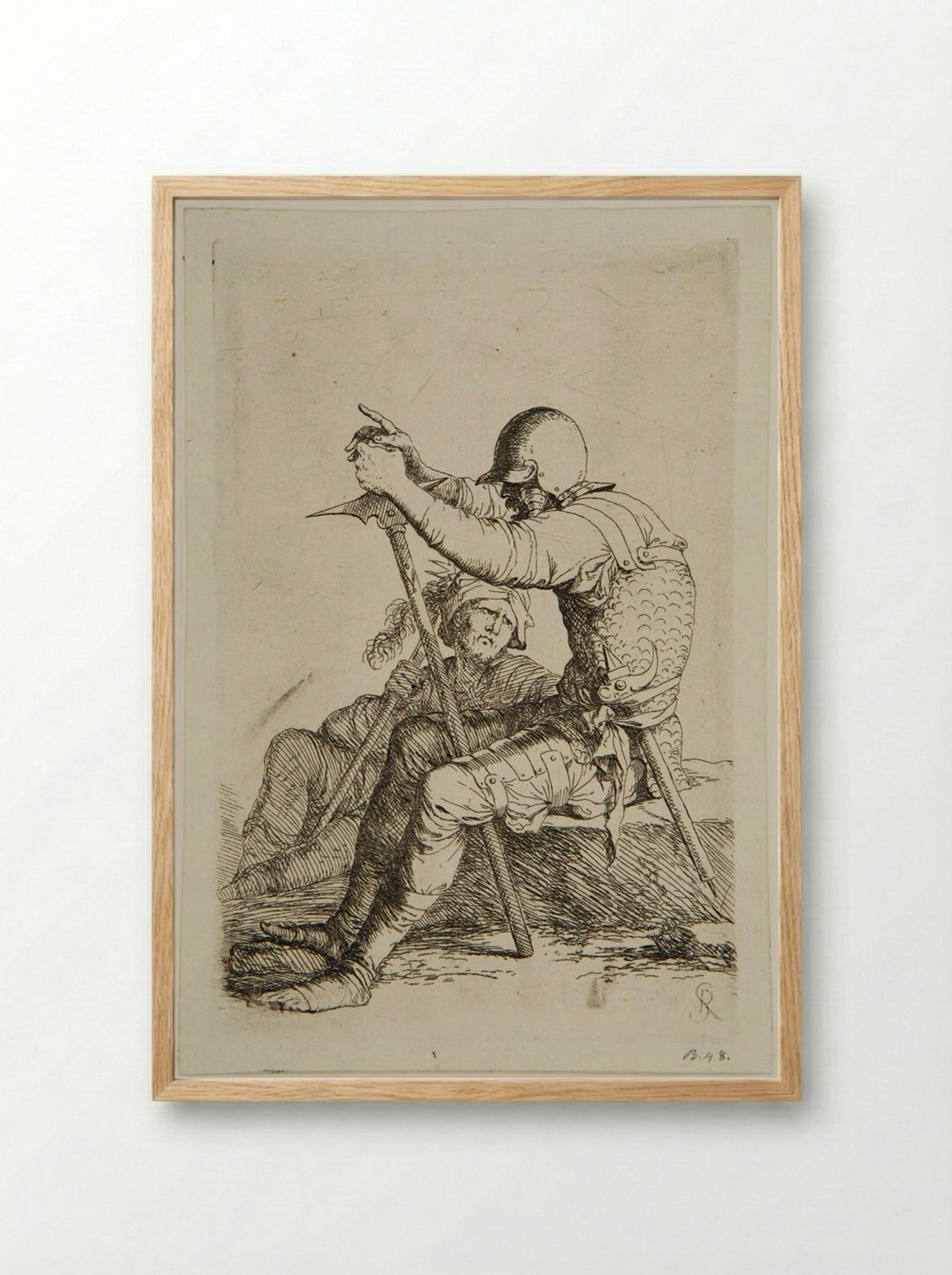 Two Seated Soldiers - Salvator Rosa - Framed Print Wood