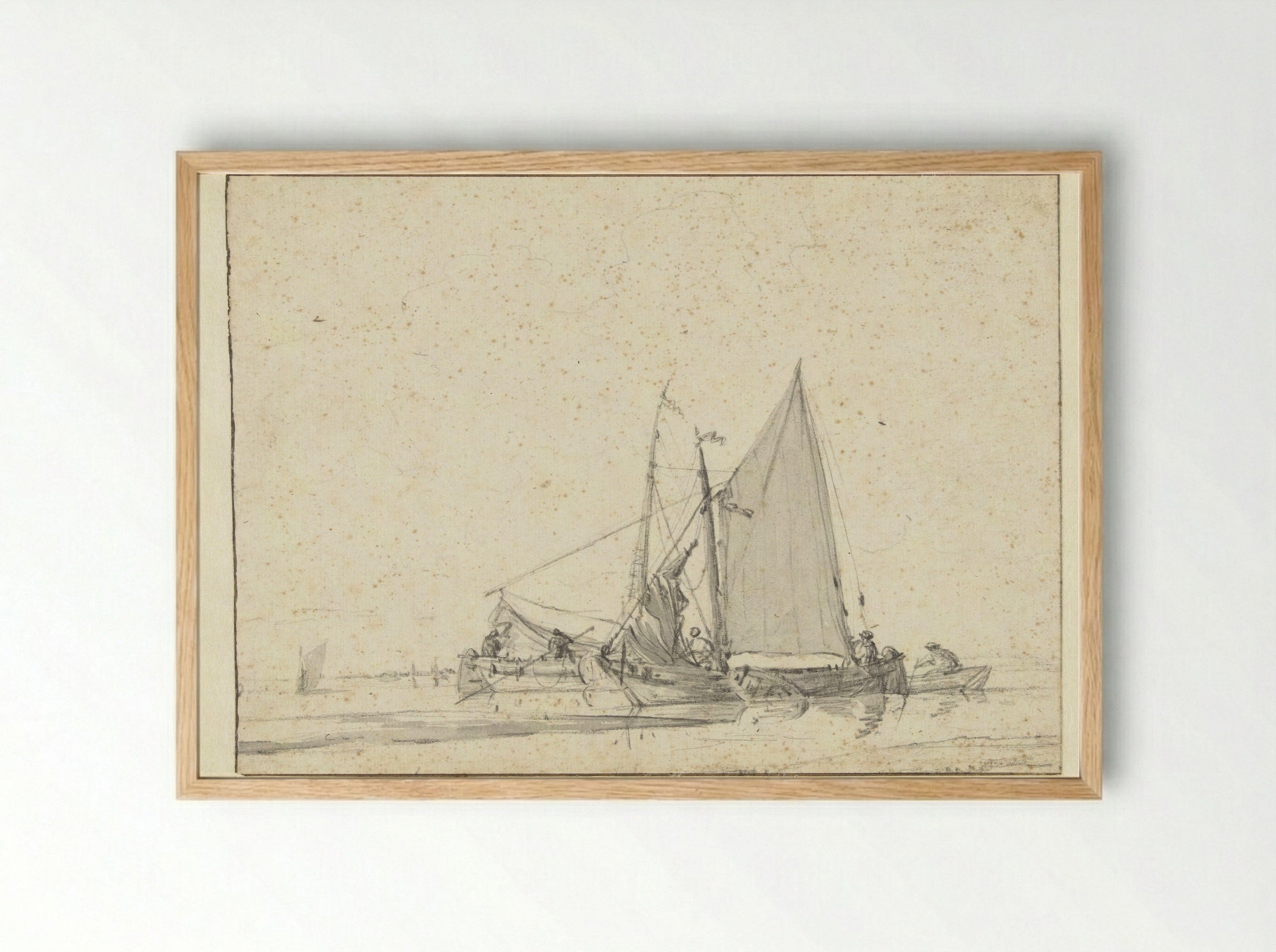 Two Ships in Still Water - Jan van de Cappelle - Framed Print Wood