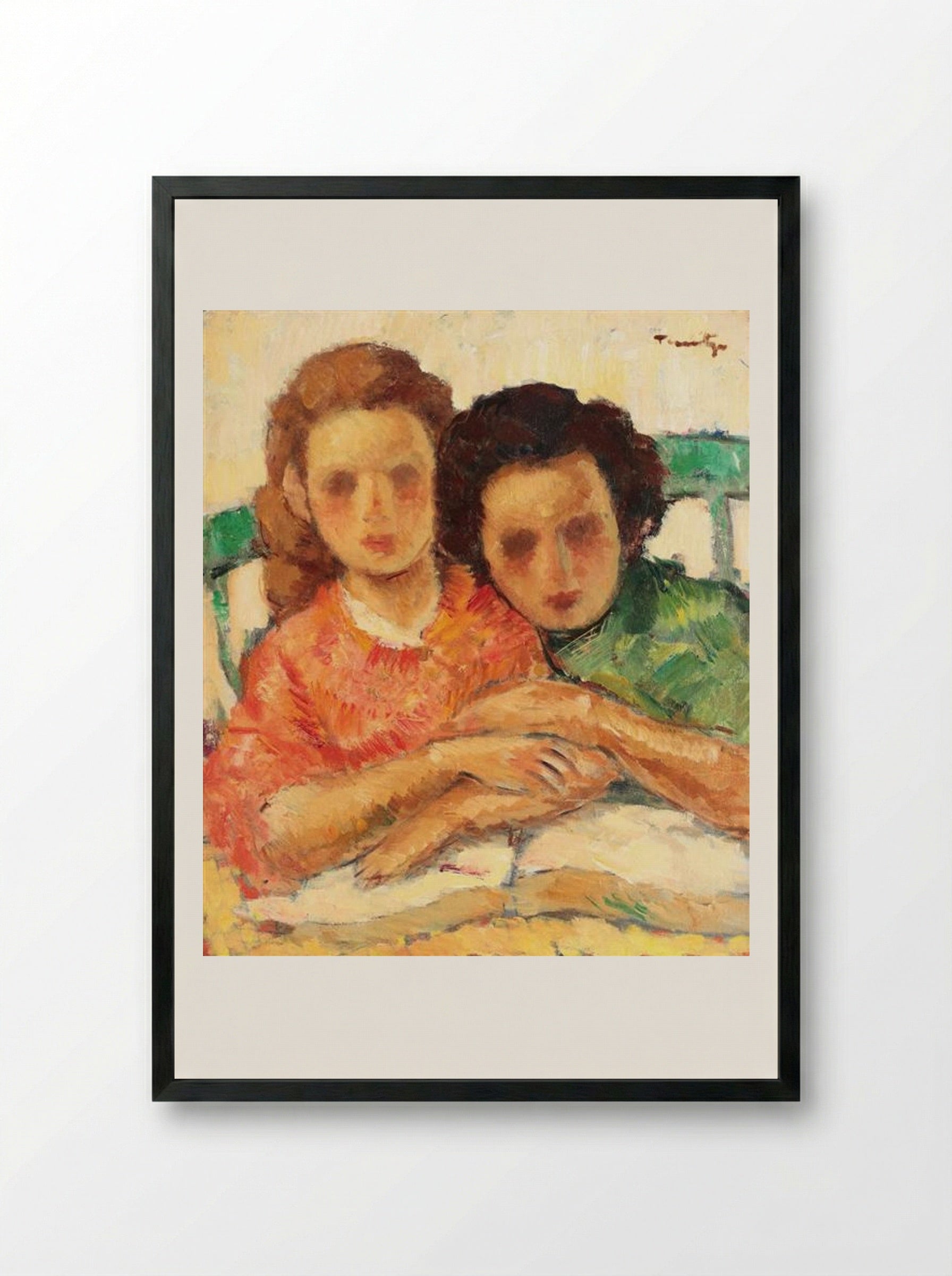 Two Sisters - Nicolae Tonitza - Framed Print Black