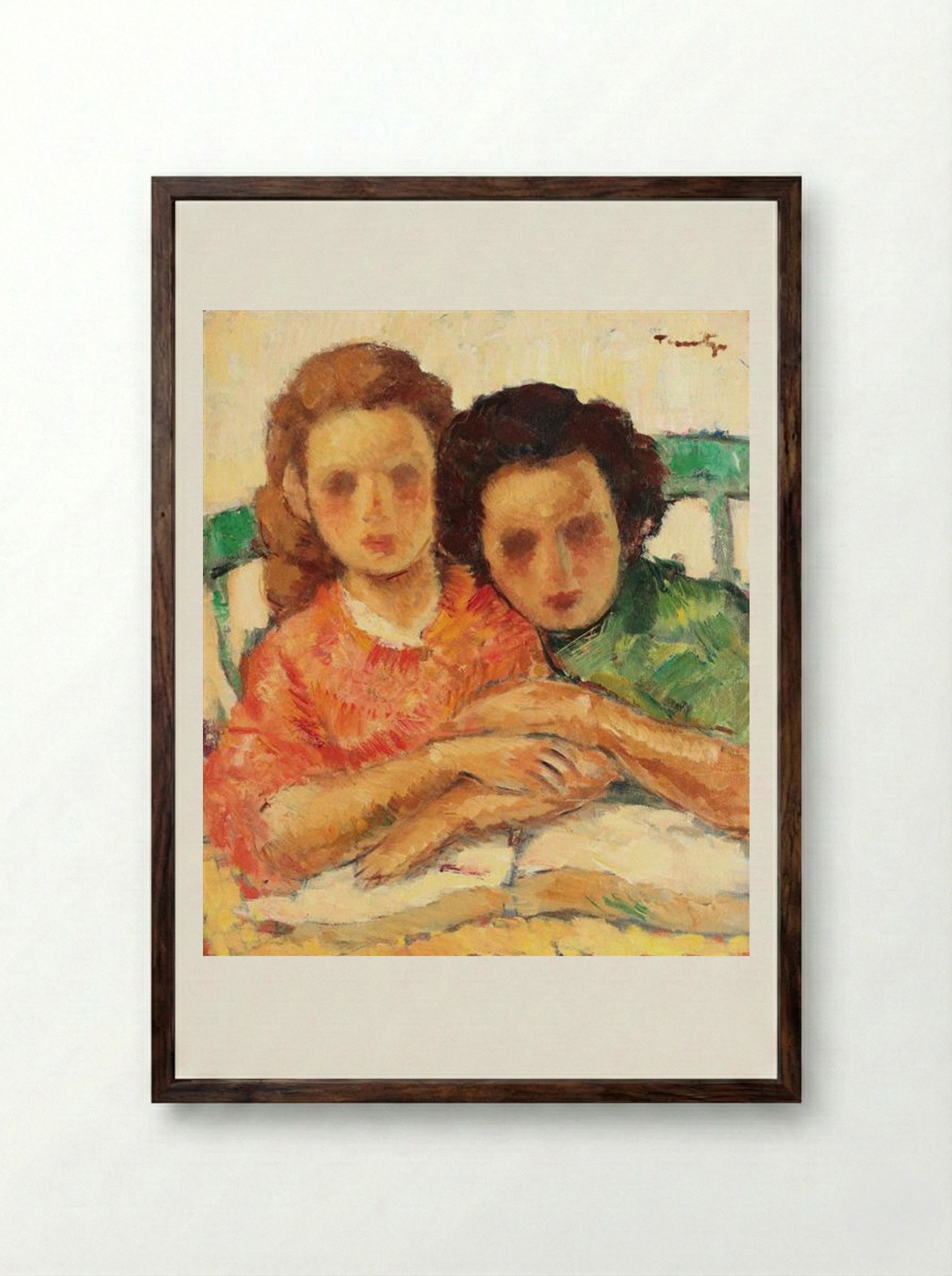 Two Sisters - Nicolae Tonitza - Framed Print Dark Wood