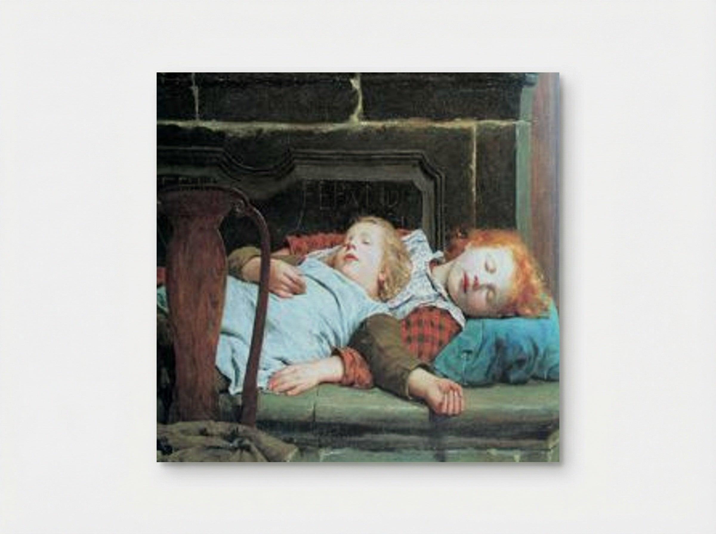 Two Sleeping Girls on a Bench - Albert Anker - Poster
