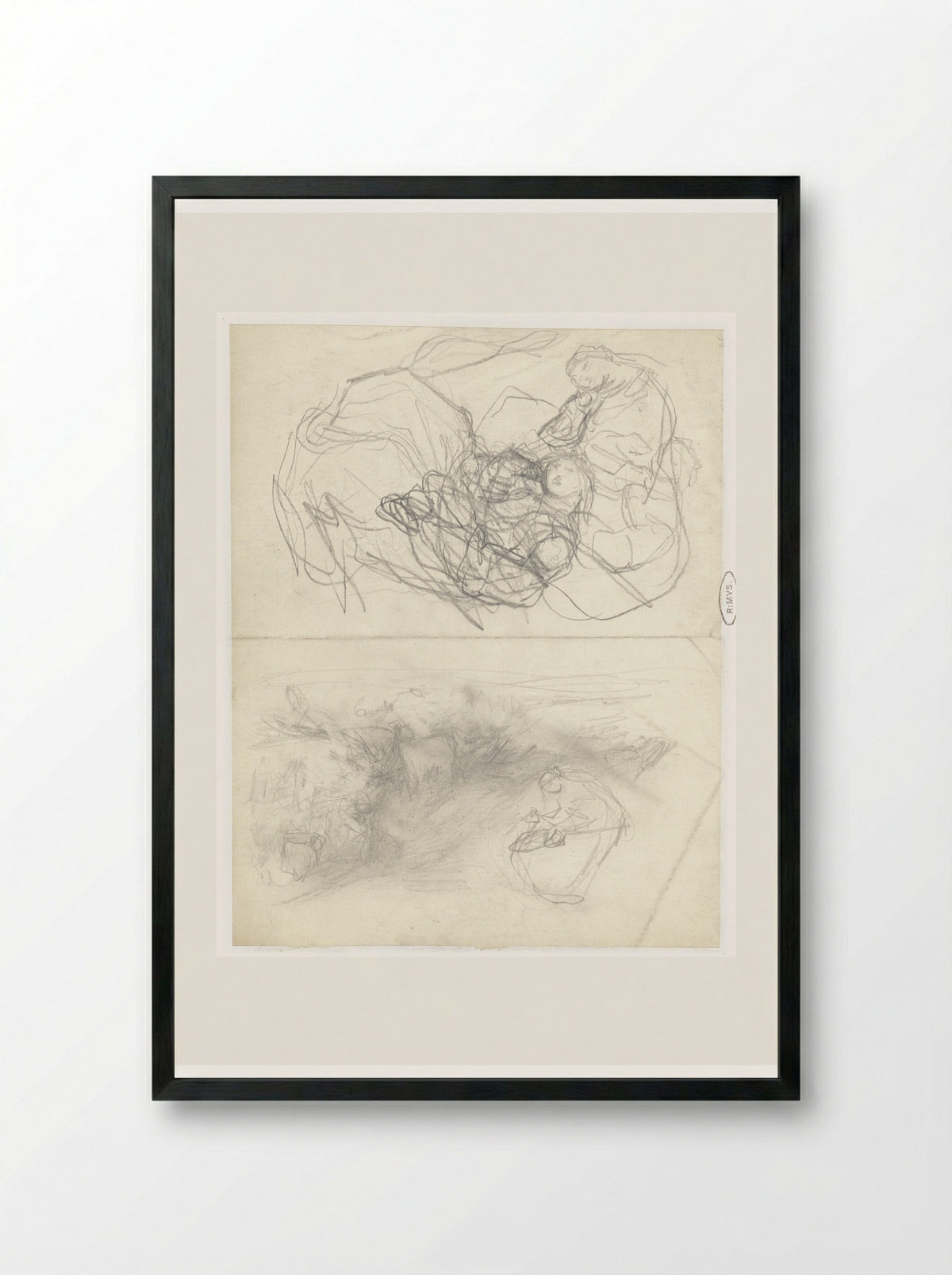 Two Studies of a Seated Woman in a Field - Matthijs Maris - Framed Print Black