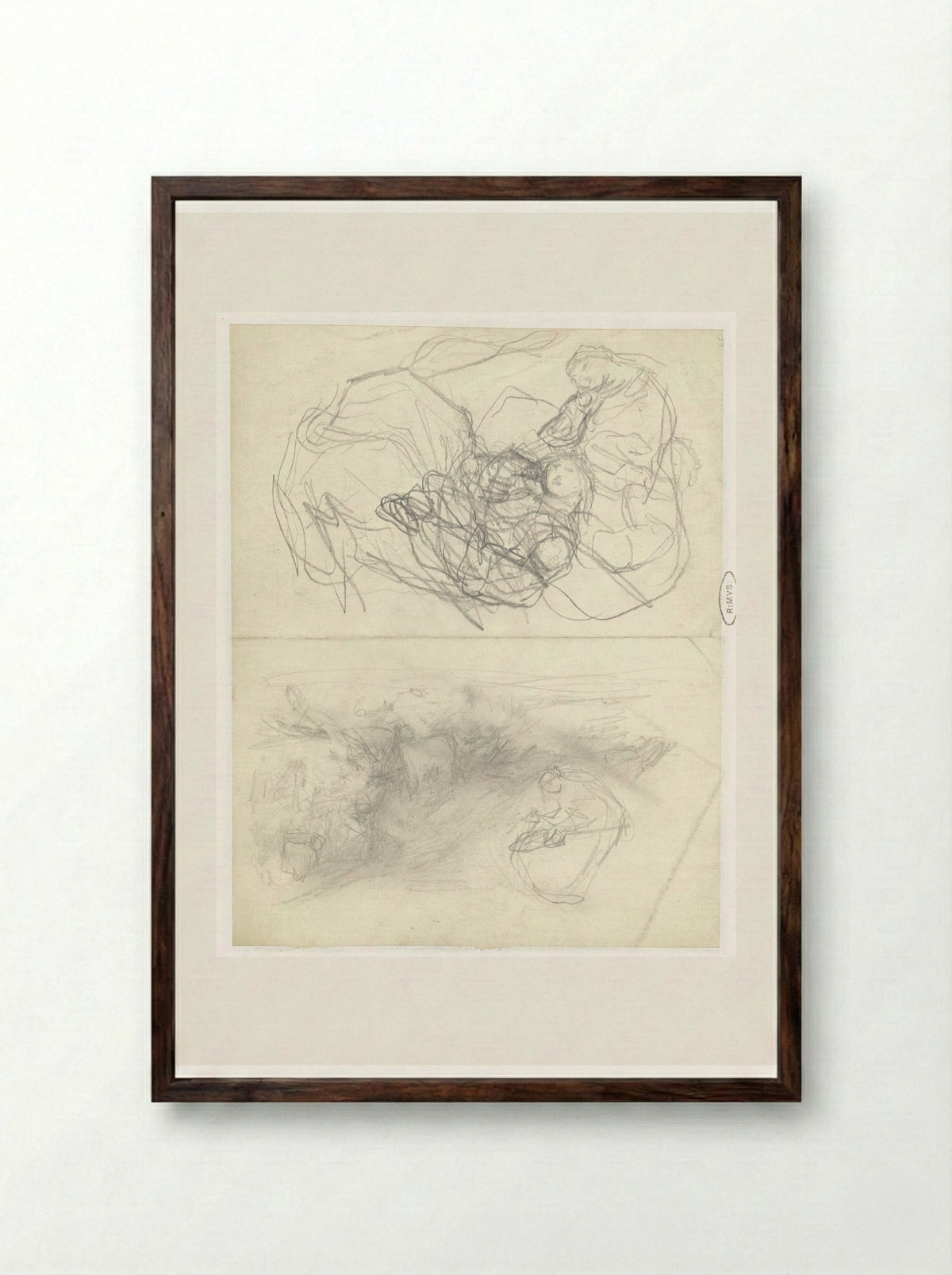 Two Studies of a Seated Woman in a Field - Matthijs Maris - Framed Print Dark Wood