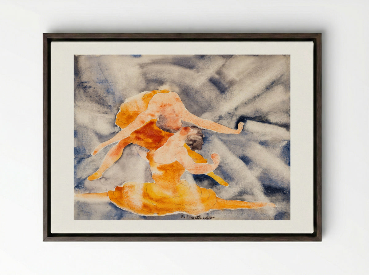Two Women Acrobats - Charles Demuth - Framed Canvas Dark Wood