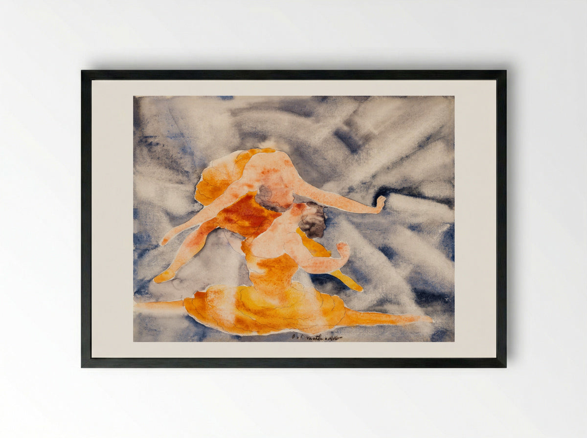 Two Women Acrobats - Charles Demuth - Framed Print Black