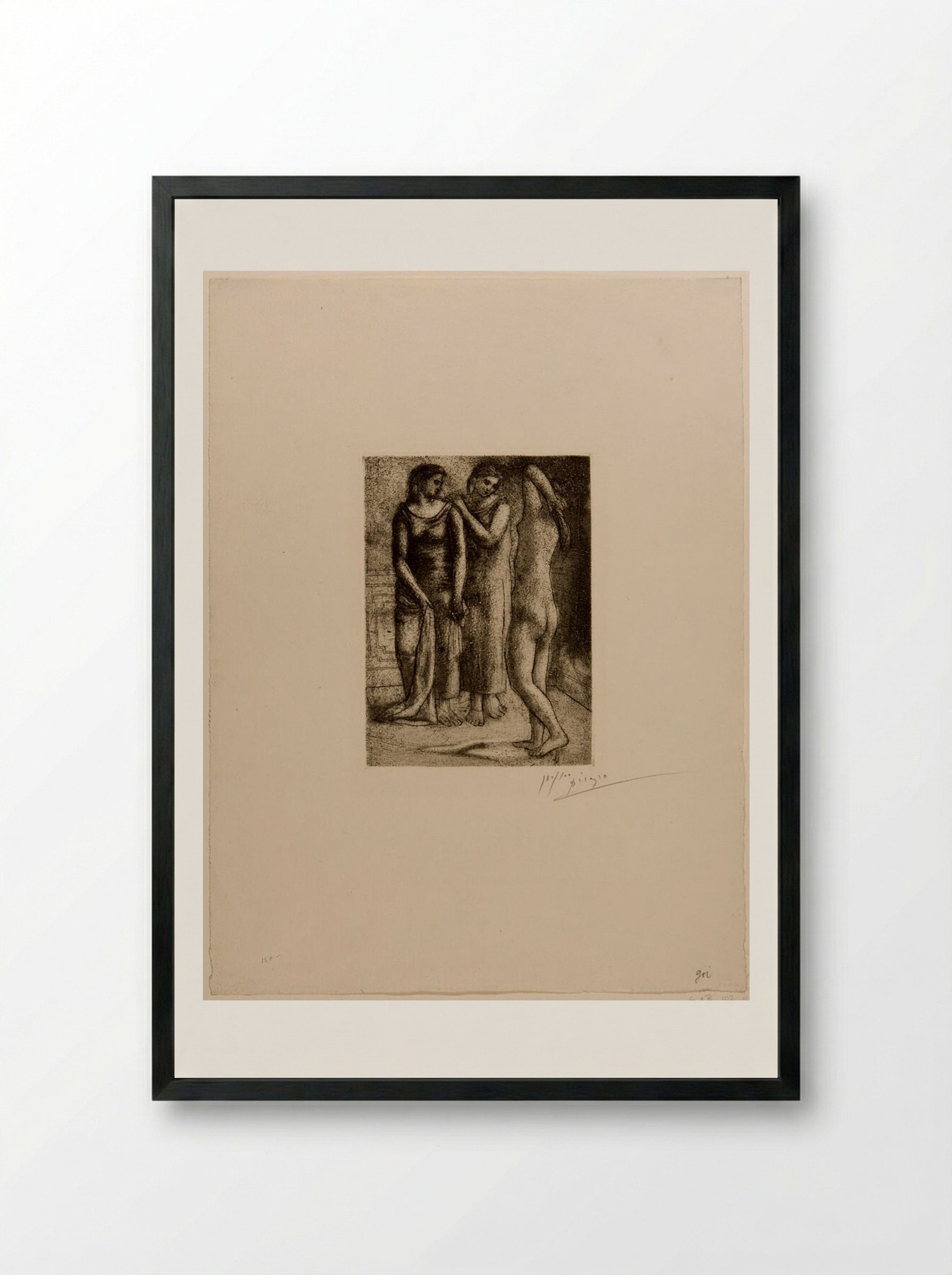 Two Women Looking at Nude Model - Pablo Picasso - Framed Print Black
