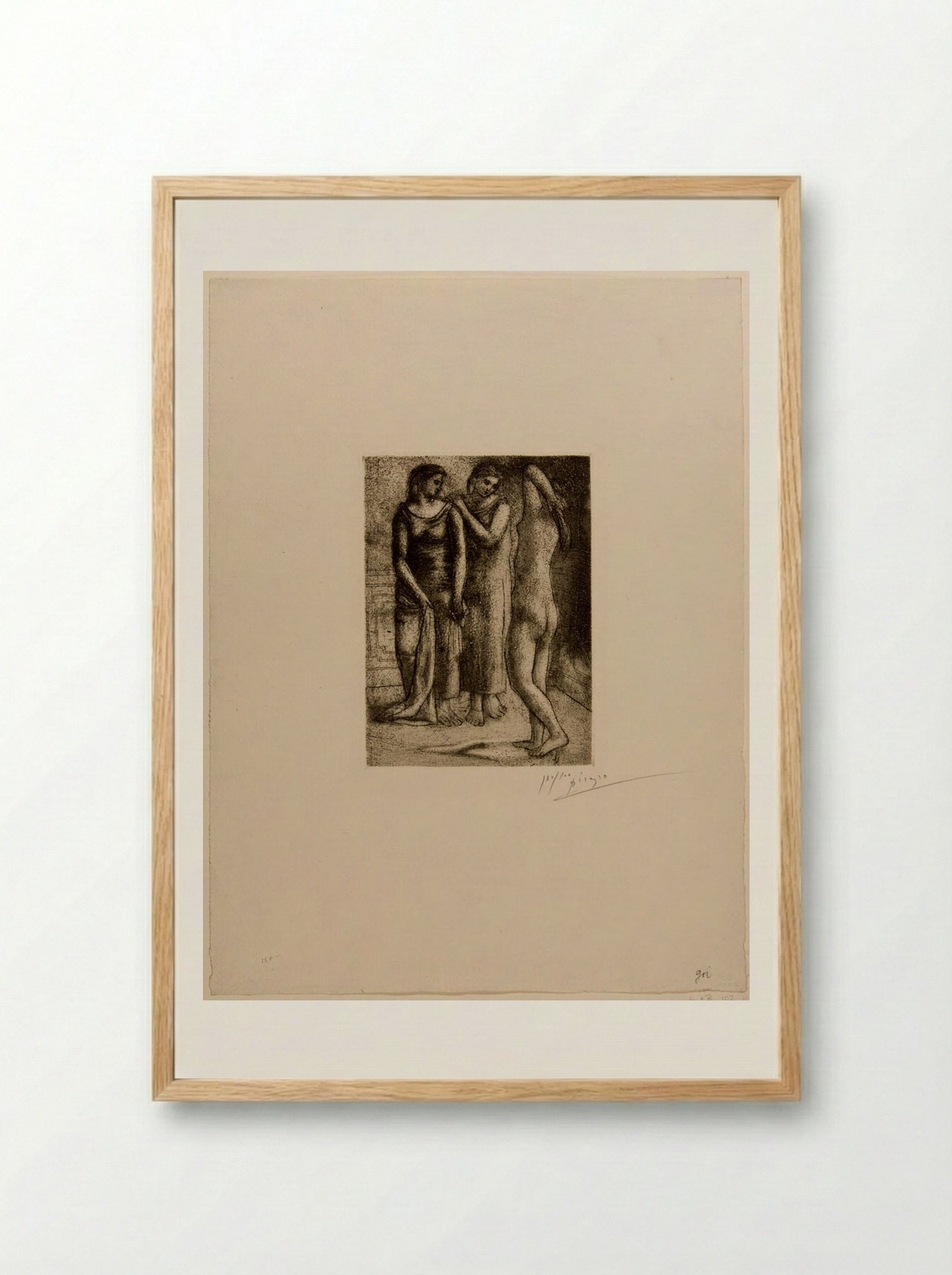 Two Women Looking at Nude Model - Pablo Picasso - Framed Print Wood