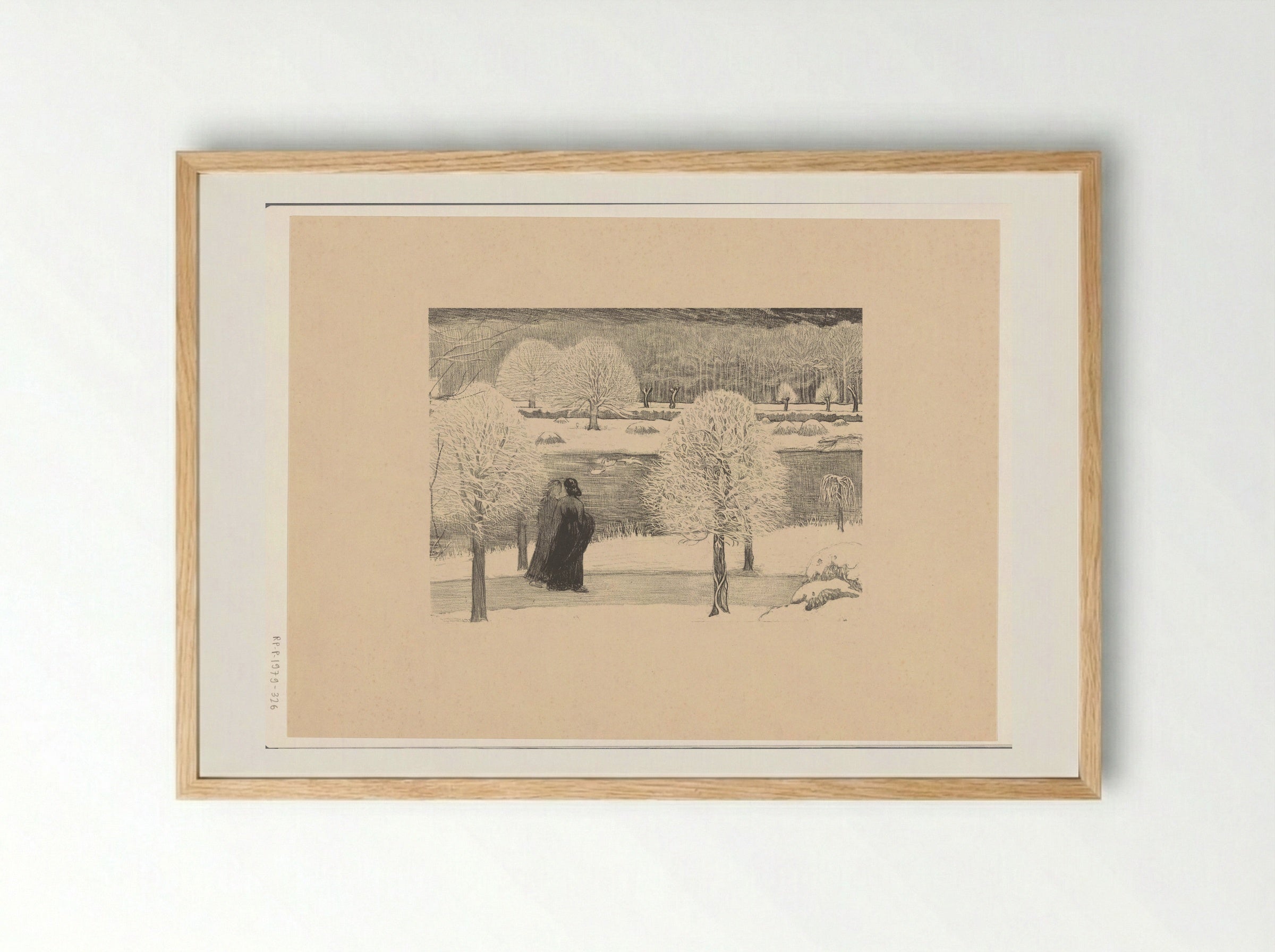 Two Women Walking in a Snowy Landscape - Richard Nicolaüs Roland Holst - Framed Print Wood