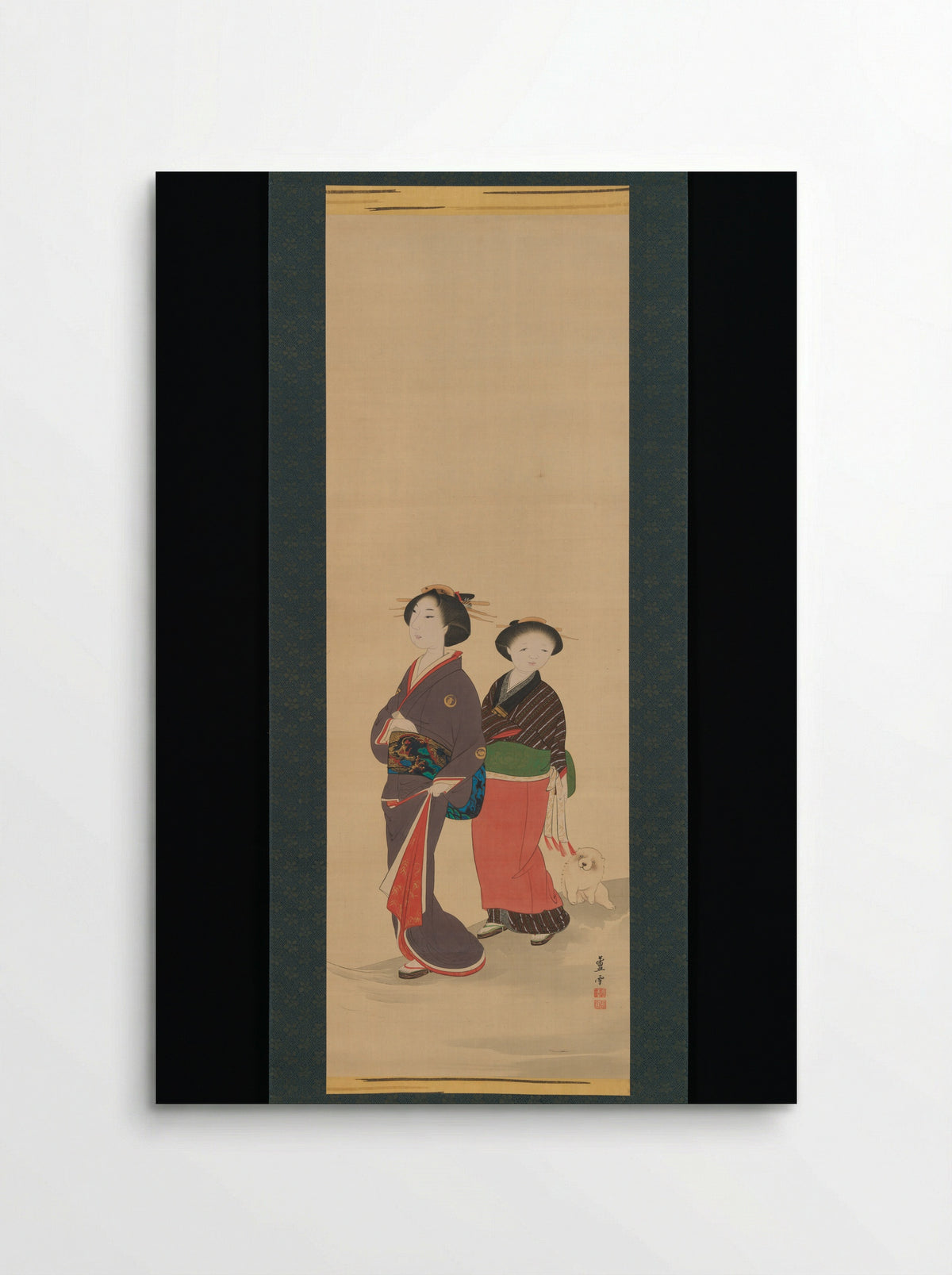 Two Women and a Puppy - Nagasawa Rosetsu - Poster