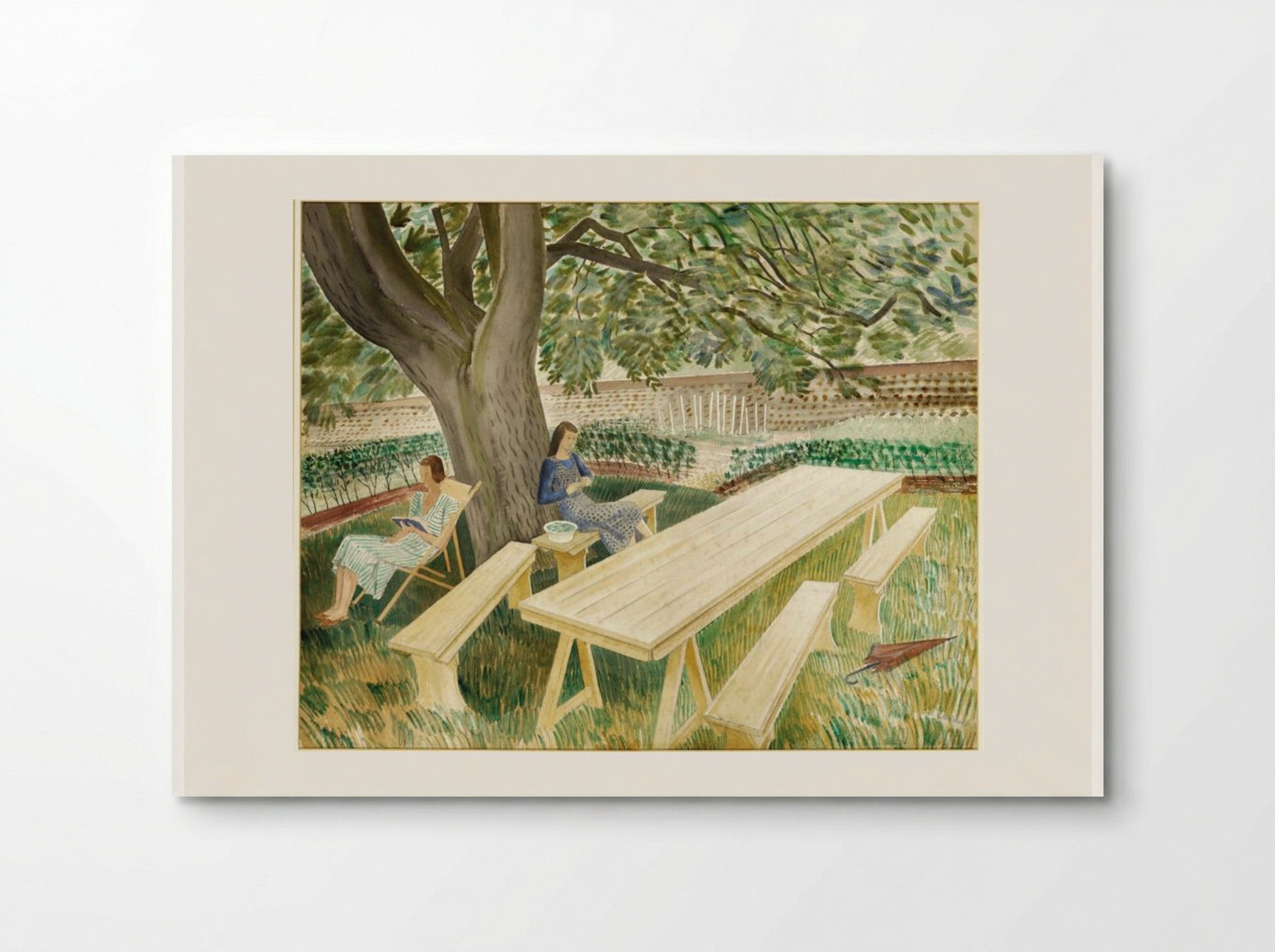 Two Women in a Garden - Eric Ravilious - Poster