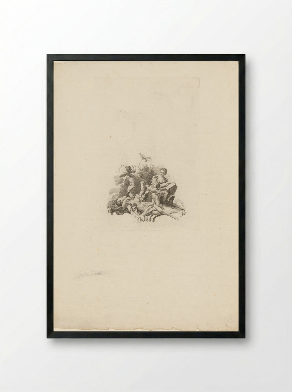 Two Women with Two Cupids - Martin Schedel - Framed Print Black