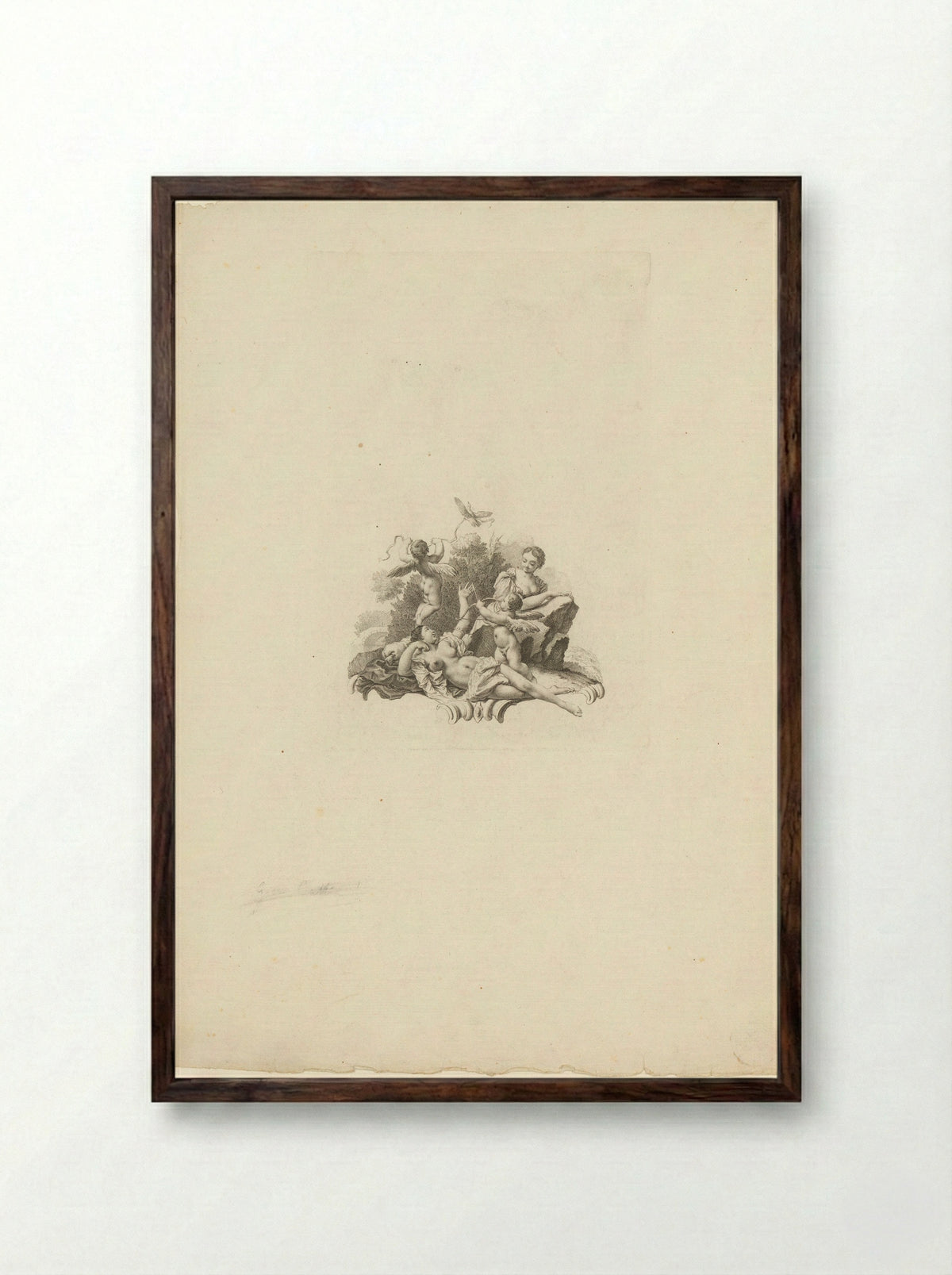 Two Women with Two Cupids - Martin Schedel - Framed Print Dark Wood