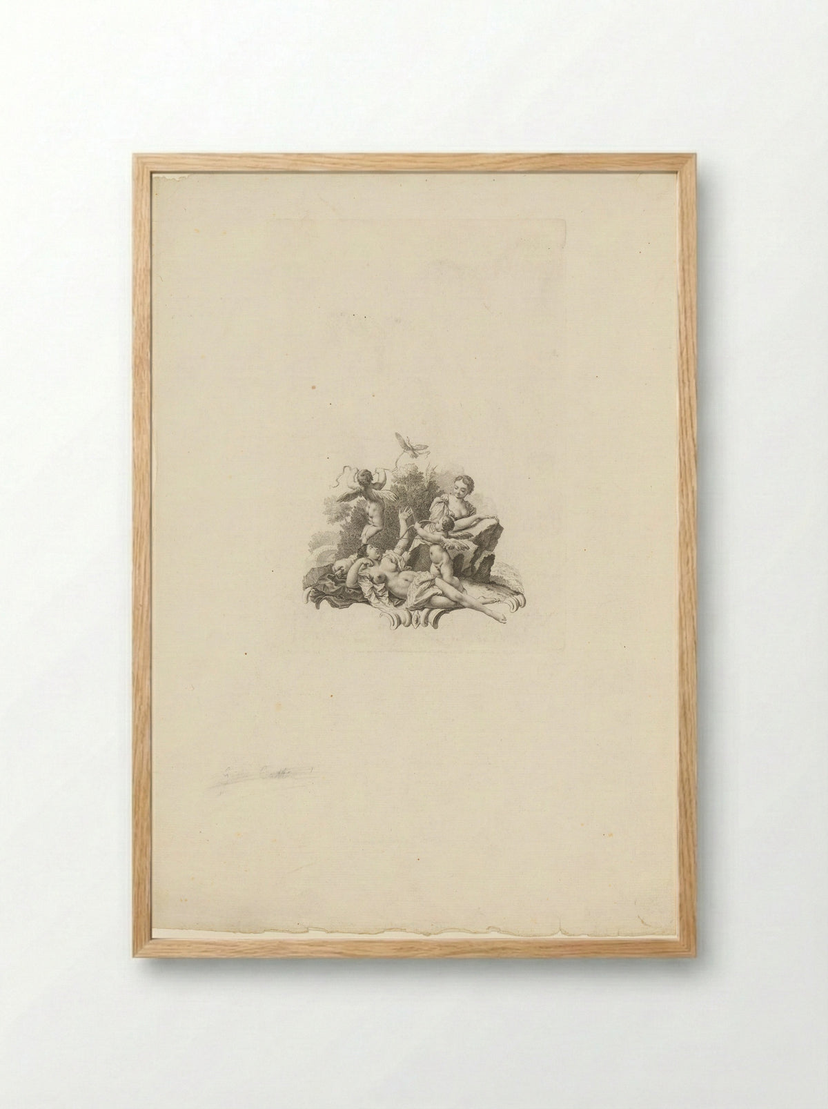 Two Women with Two Cupids - Martin Schedel - Framed Print Wood