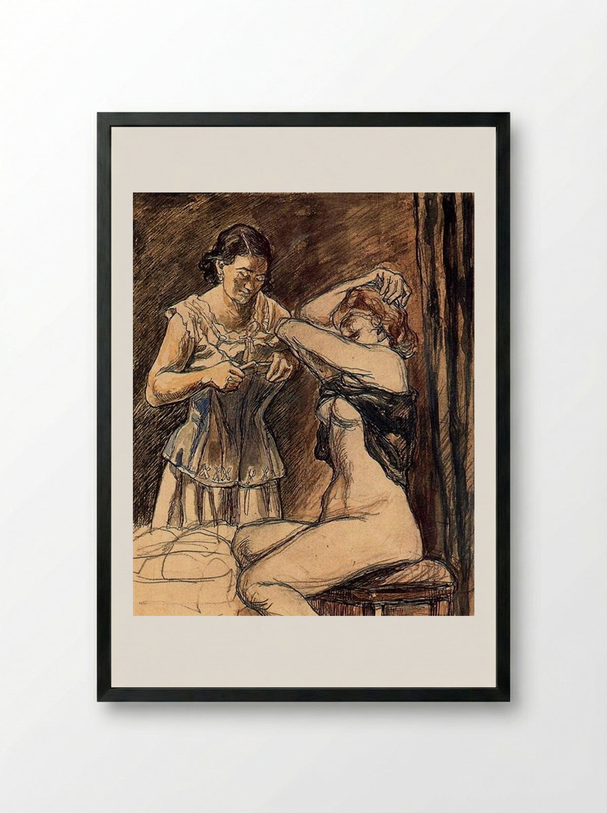 Two Women - José Gutiérrez Solana - Framed Print Black